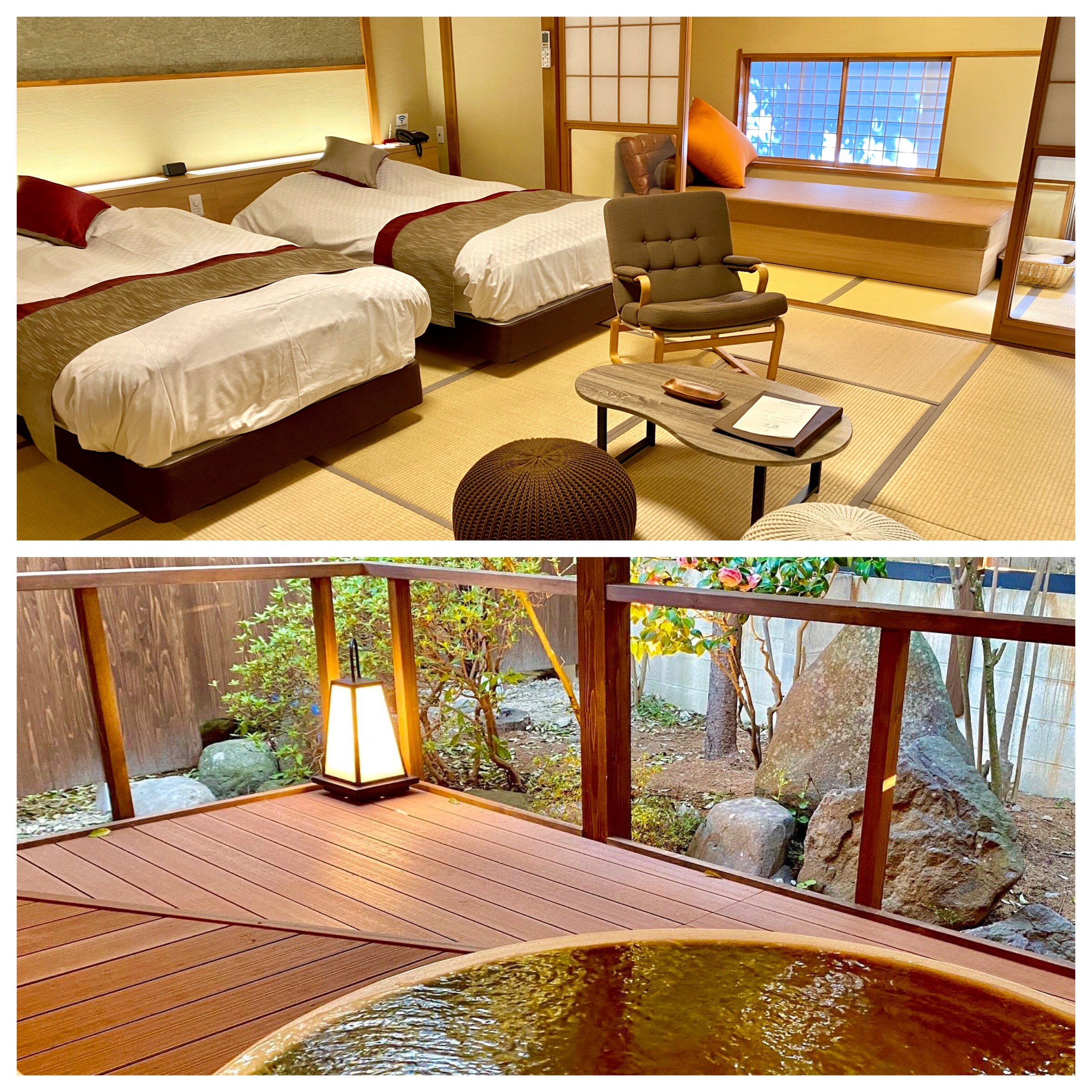 Japanese modern bedroom with open-air bath