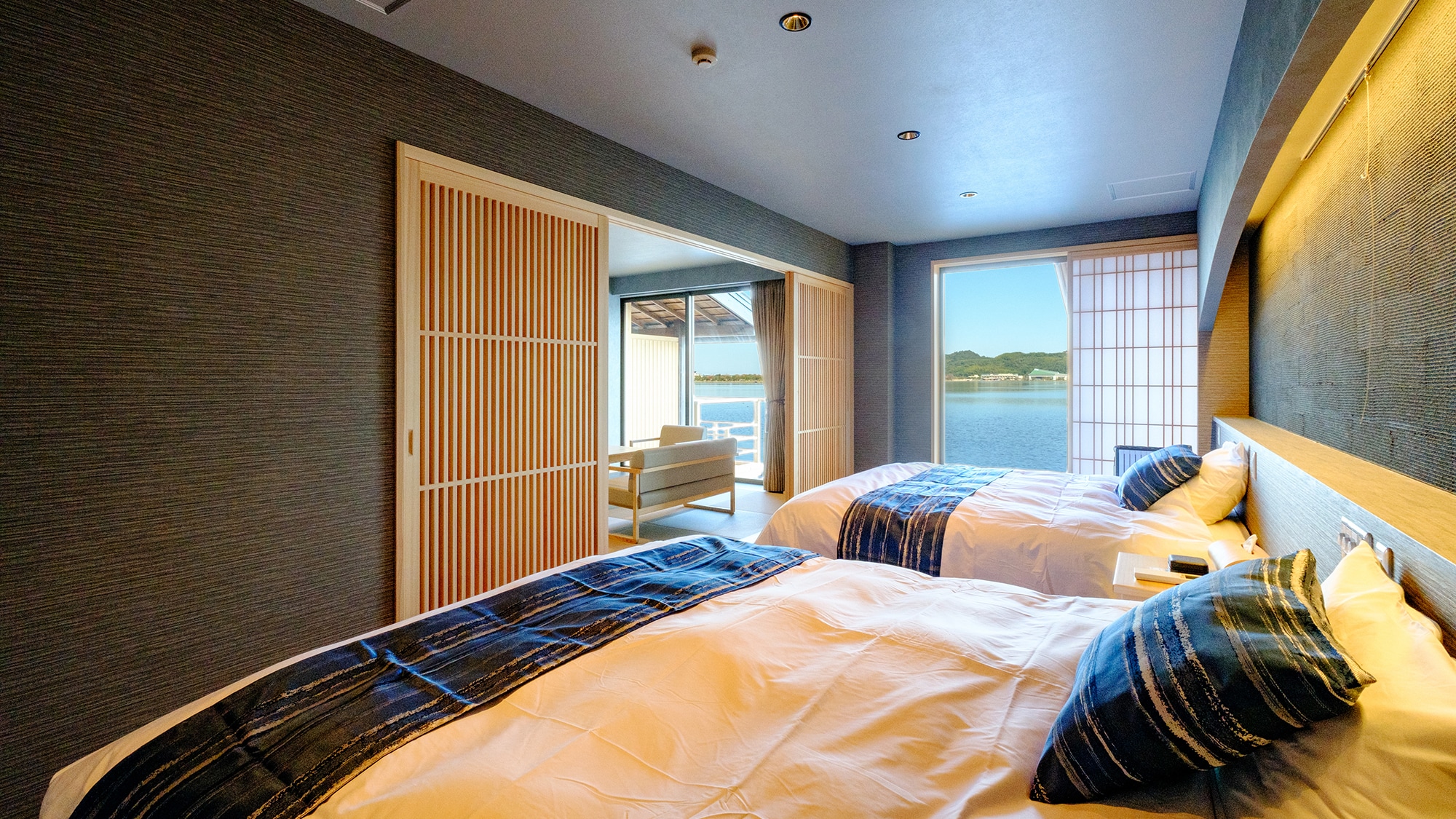 [Rikyu 2 - Phòng đôi Nhật Bản-Tây Âu] Giường cỡ lớn mang đến giấc ngủ chất lượng