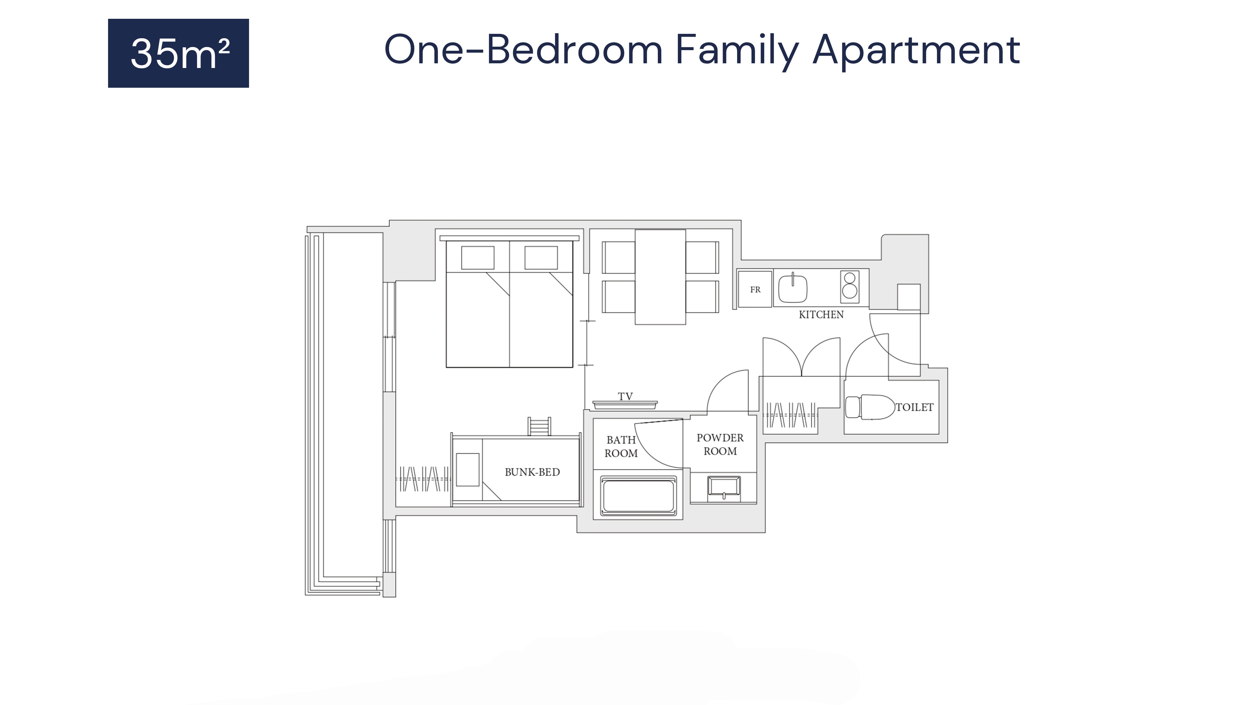 1 bedroom family apartment floor plan