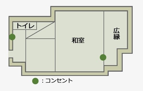 ห้องสไตล์ญี่ปุ่นพร้อมห้องน้ำในอาคารหลัก [Kaede] แบบแปลนชั้น