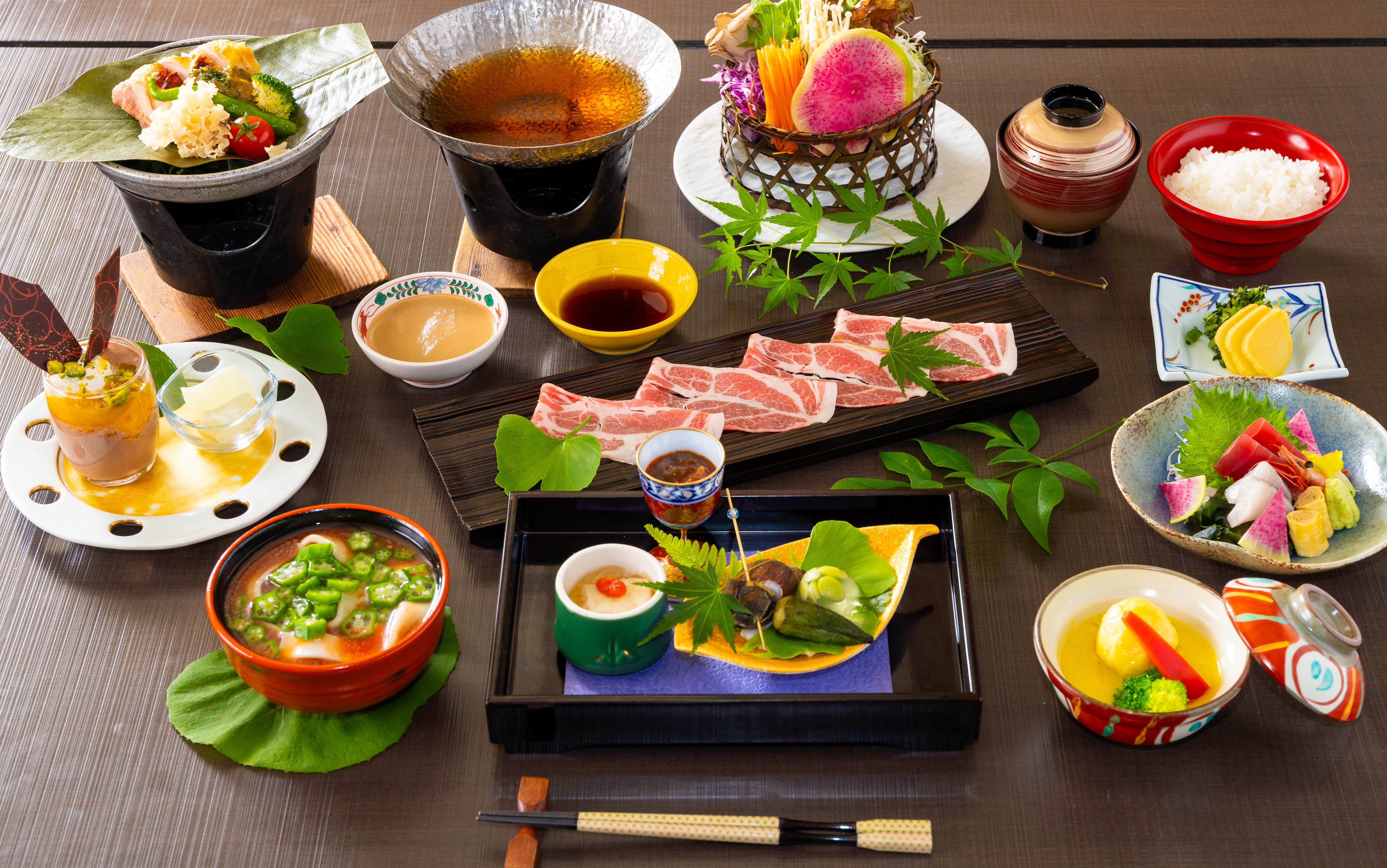 An example of a seasonal kaiseki meal using ingredients from Gunma Prefecture.