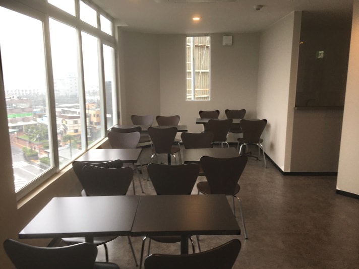 Inside the building.