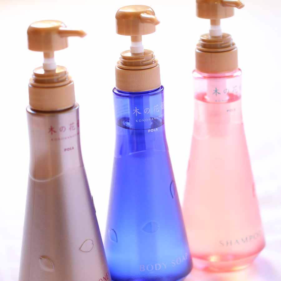 Shampoo, conditioner, body soap
