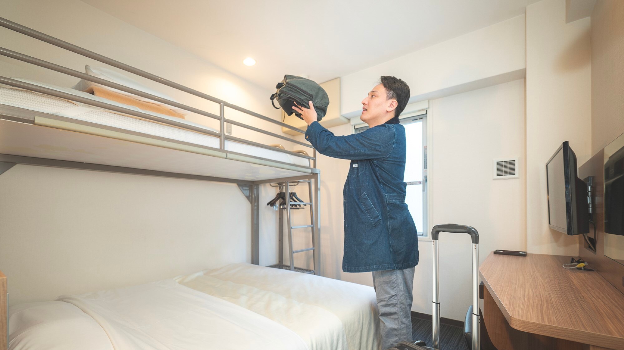 The loft area can also be used to store luggage.