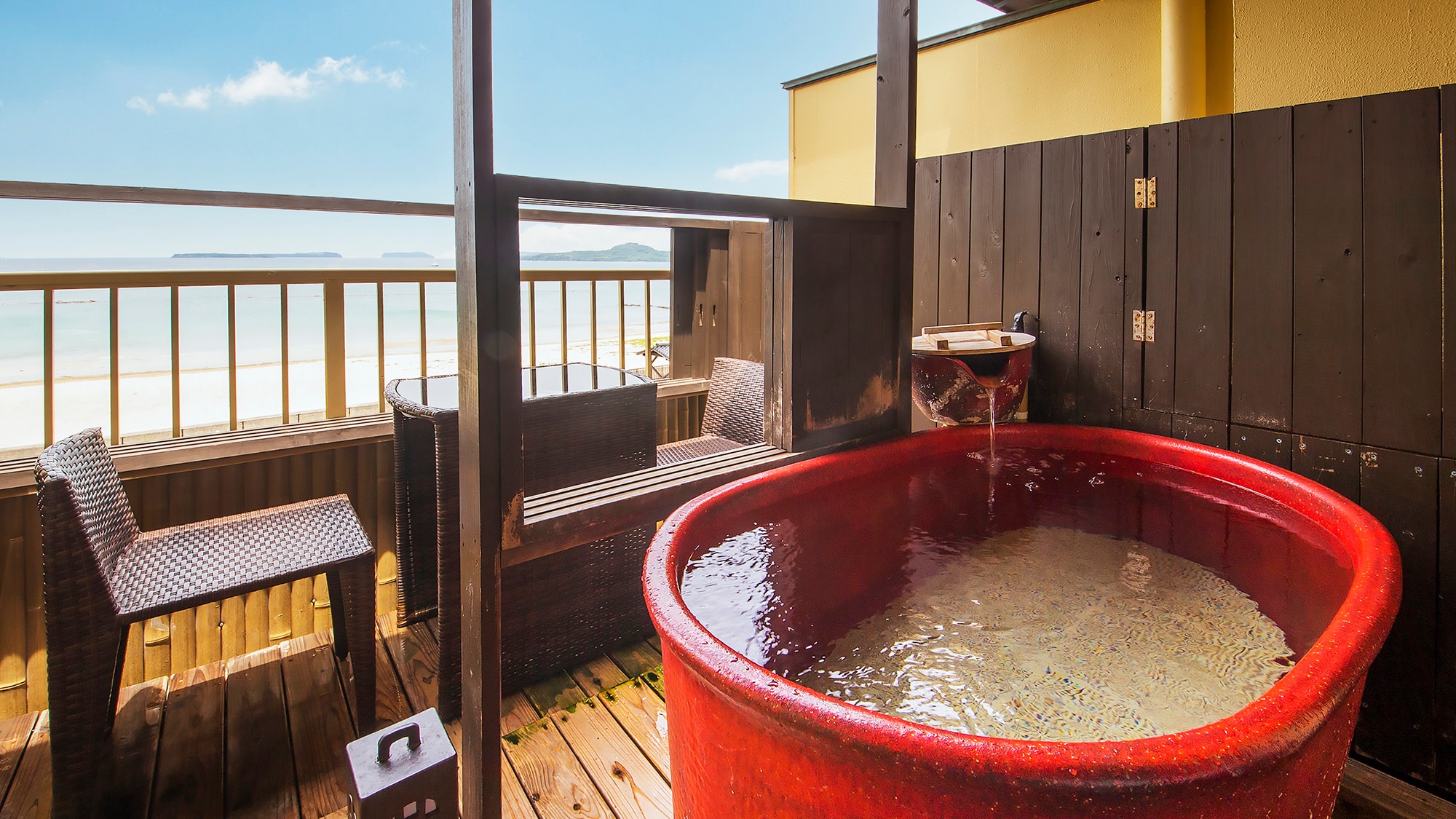 ■Open-air bath in guest room/hot spring [Cosmos] ■Enjoy the changing seascape of Hagi through the seasons