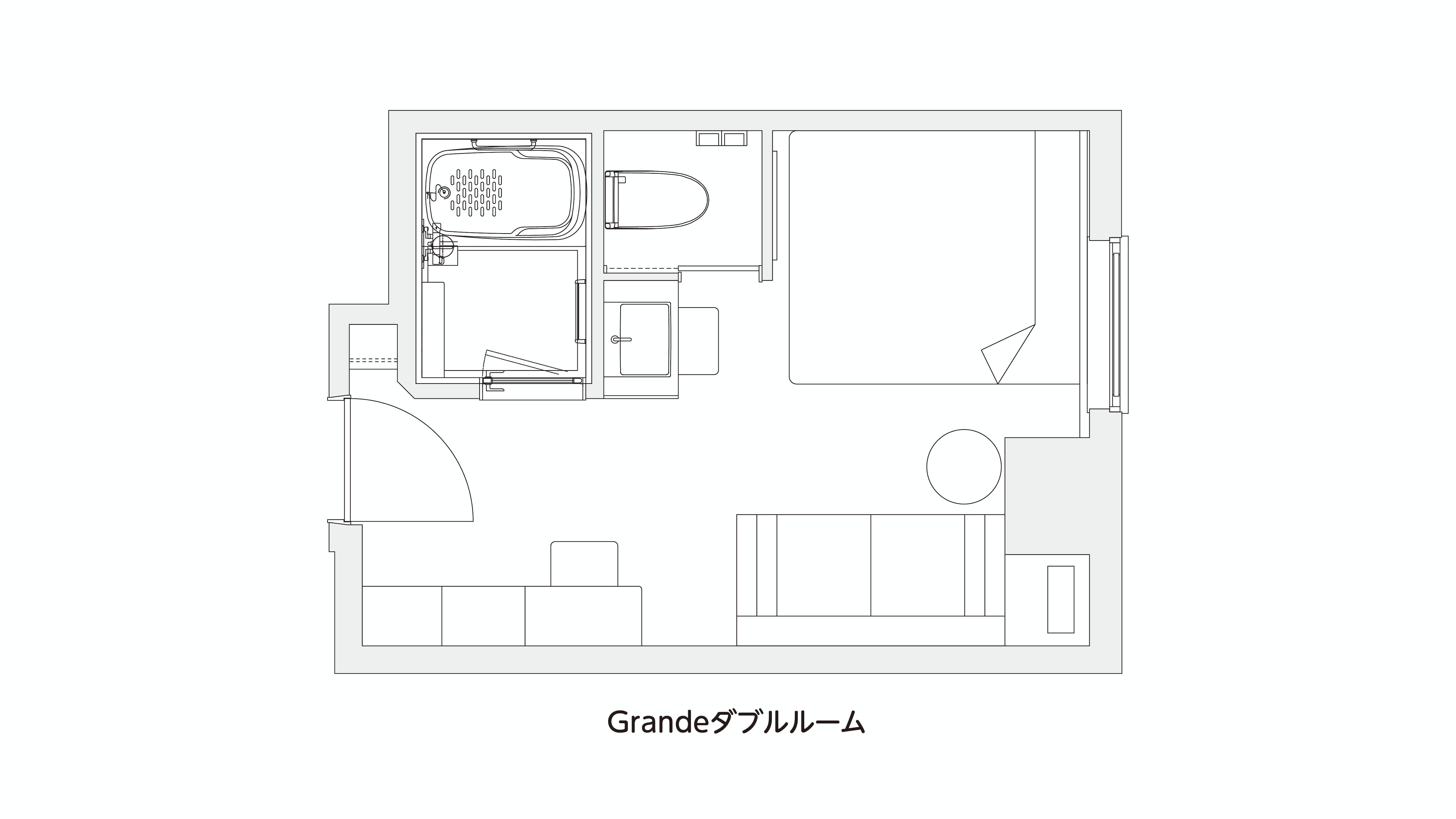 豪华双人房格局（19平方米、床宽160cm）