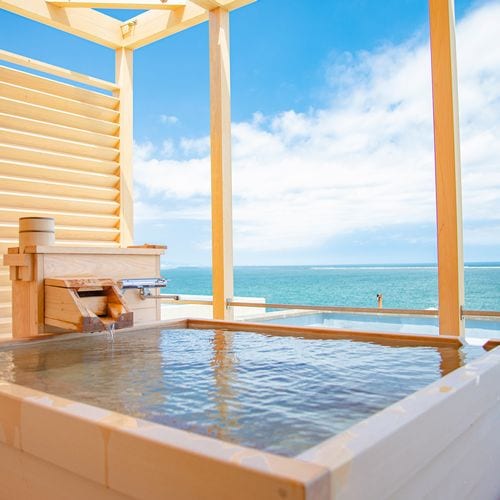 201 Shion-Shien-Guest room open-air bath with a spectacular view of the sea