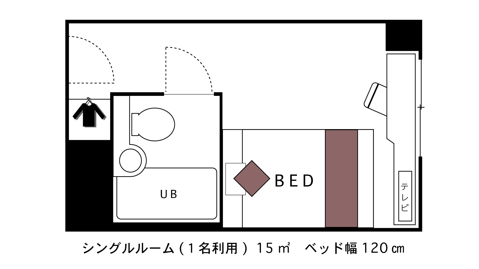 ☆ Single room ☆ ■ Area 15 square meters ■ ★ Floor plan ★