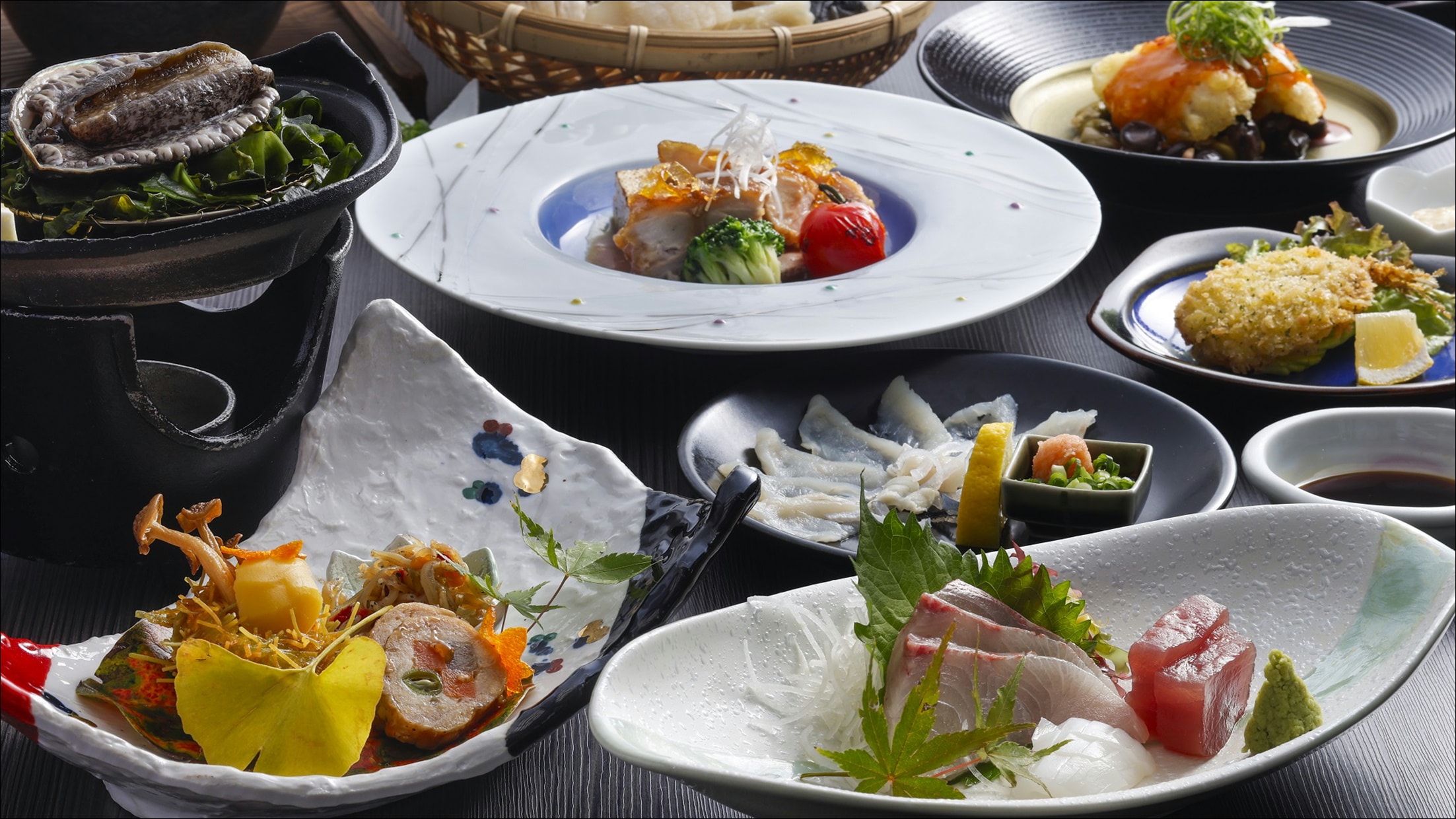 Local gourmet... Recommended Kaiseki course meal using Choshu chicken