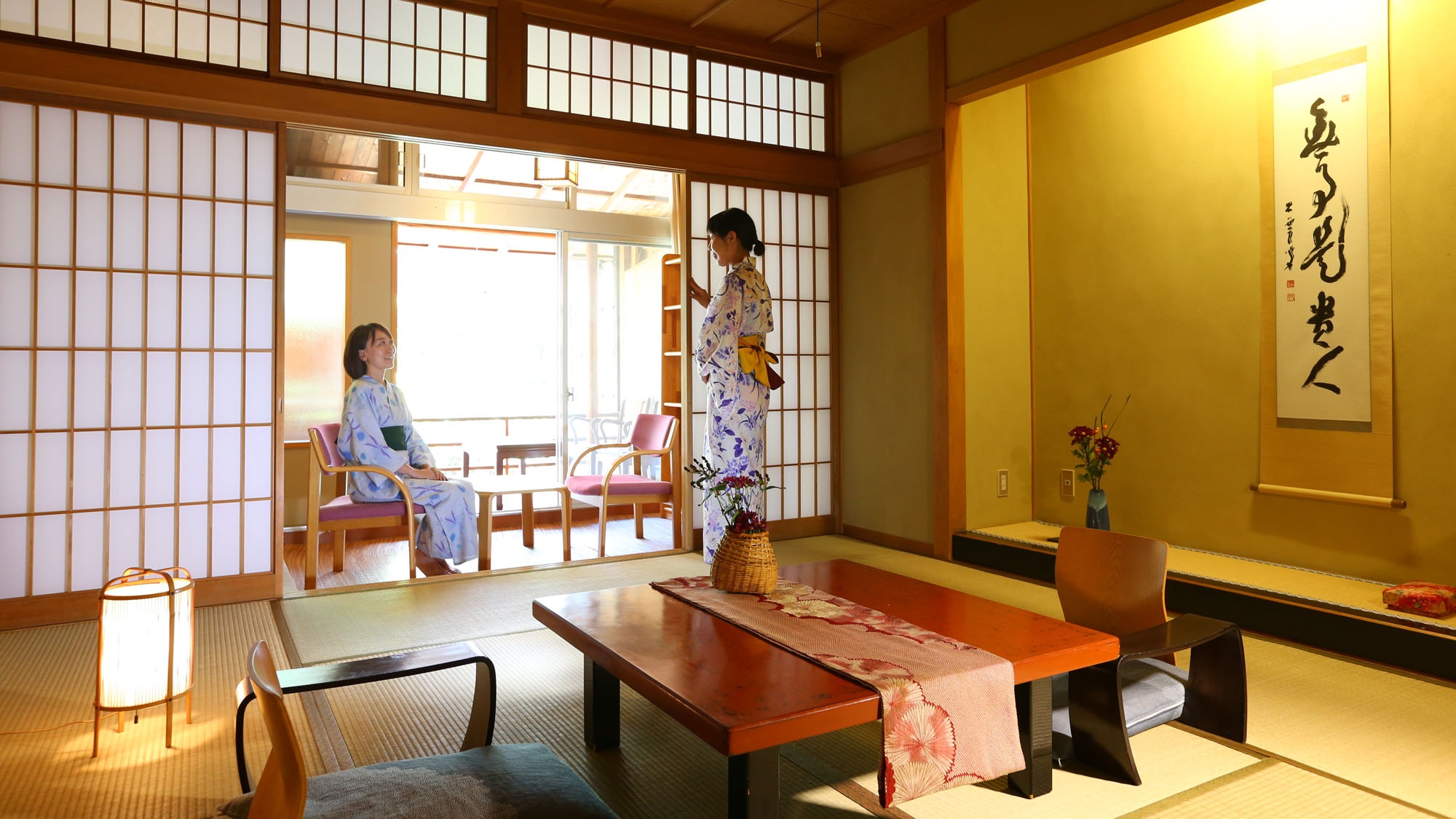 Guest rooms with open-air baths