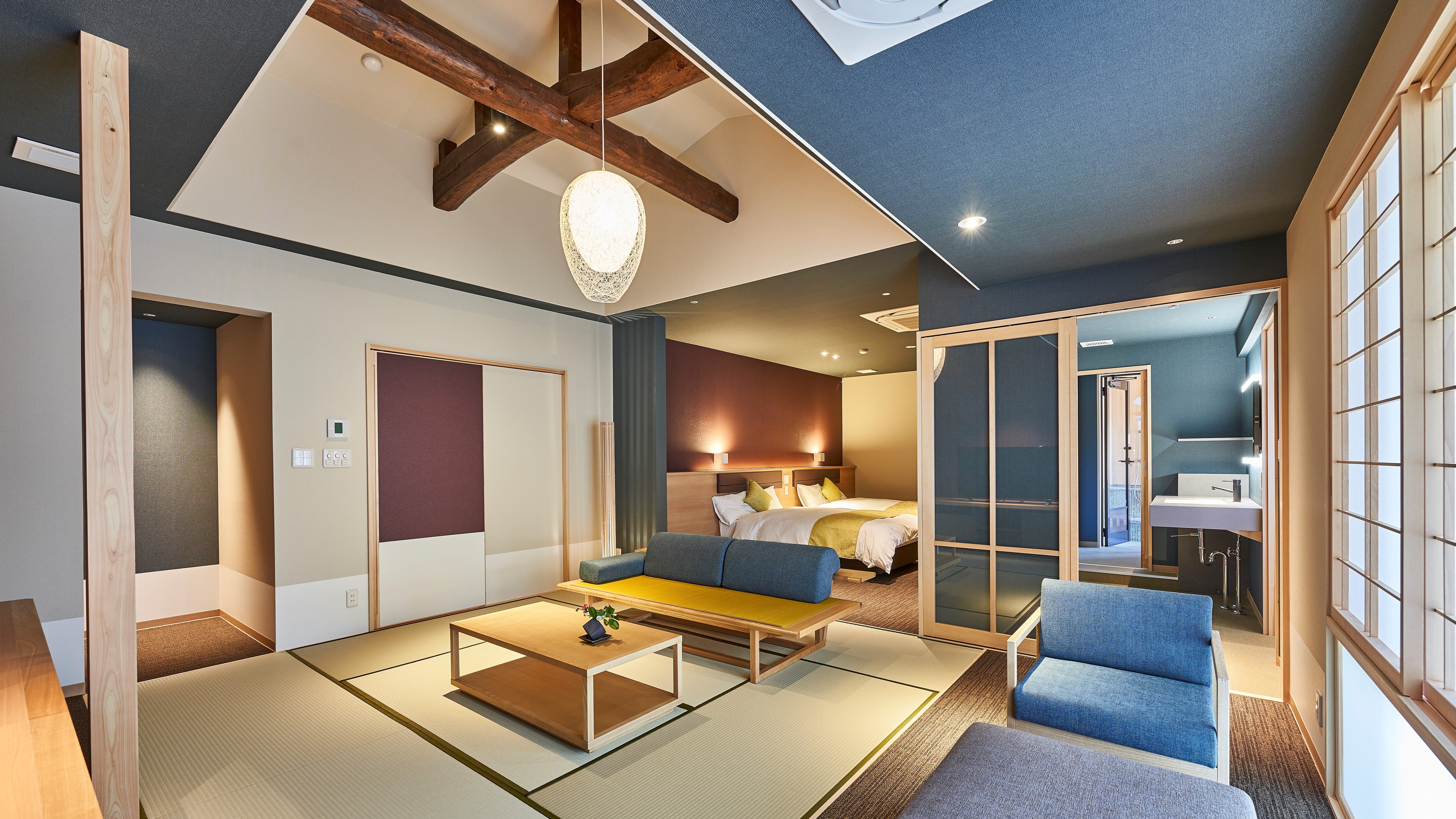 Japanese modern x beamed special room [with natural hot spring + bed]