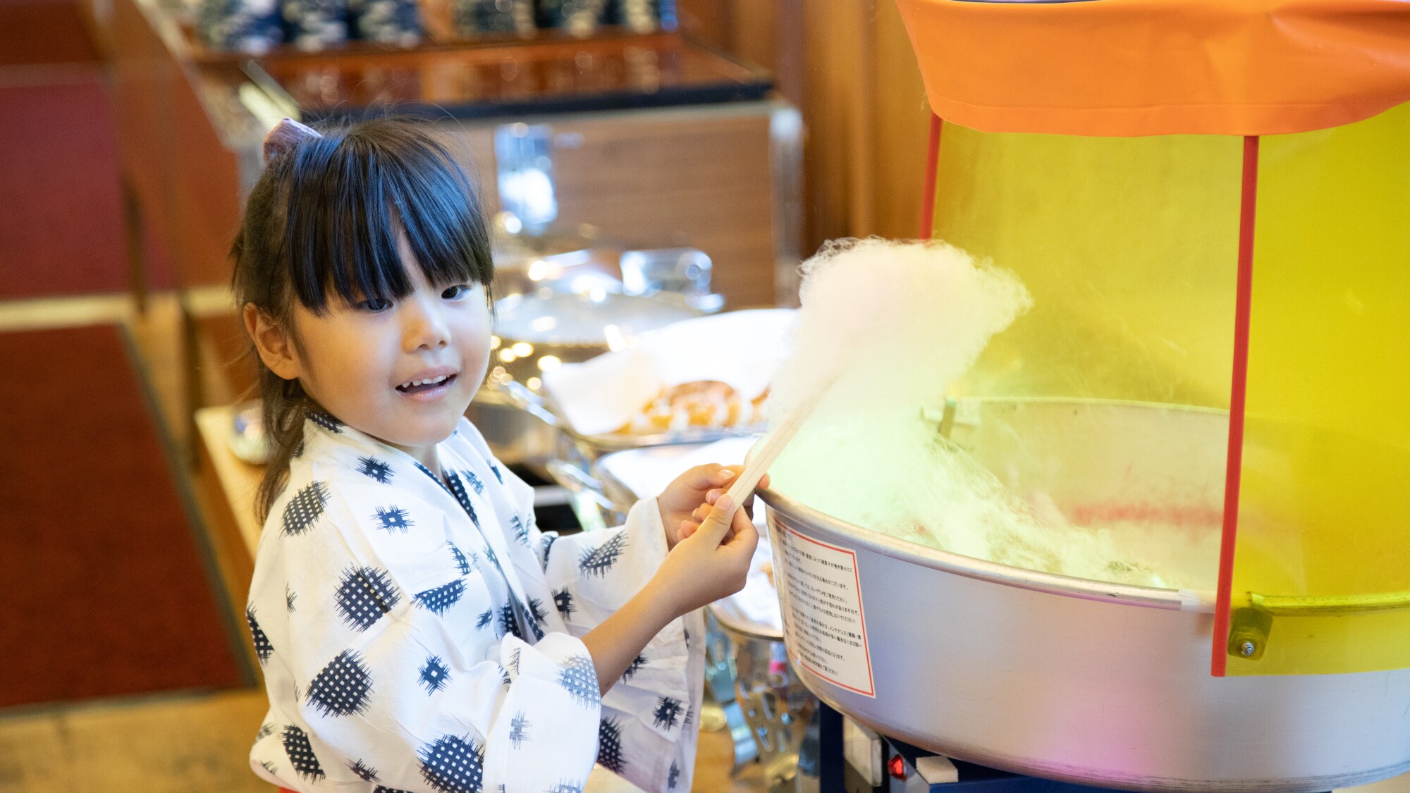 [Dinner Buffet] Very popular with children♪ A cotton candy corner where you can make your own!