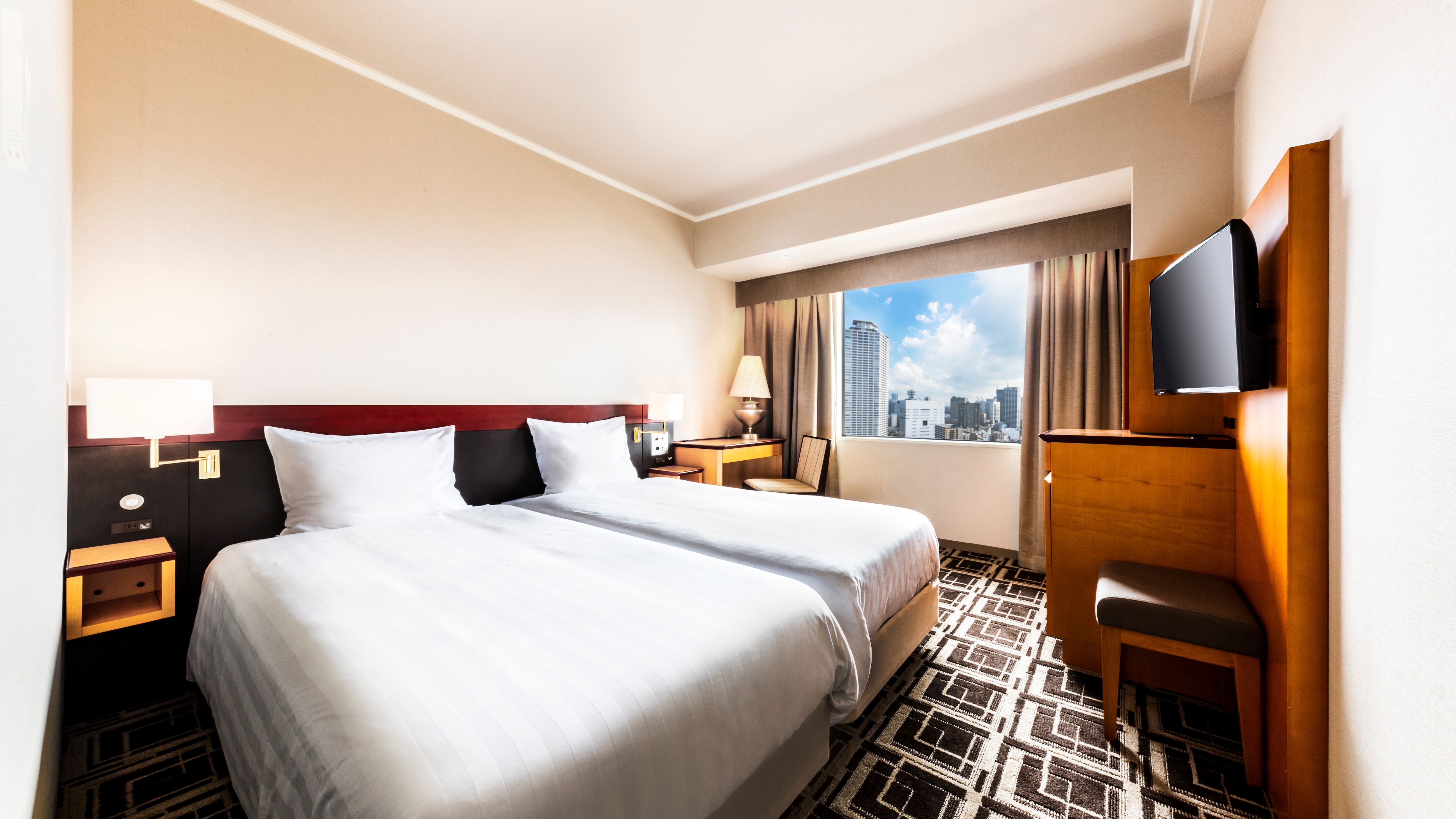 好萊塢雙床房【20平米】床尺寸：寬98cm×長195cm×2床