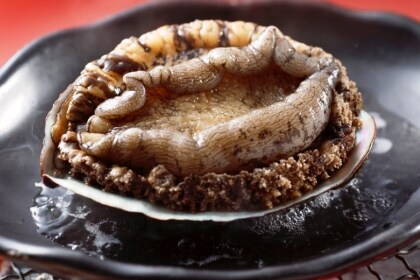 Live abalone grilled