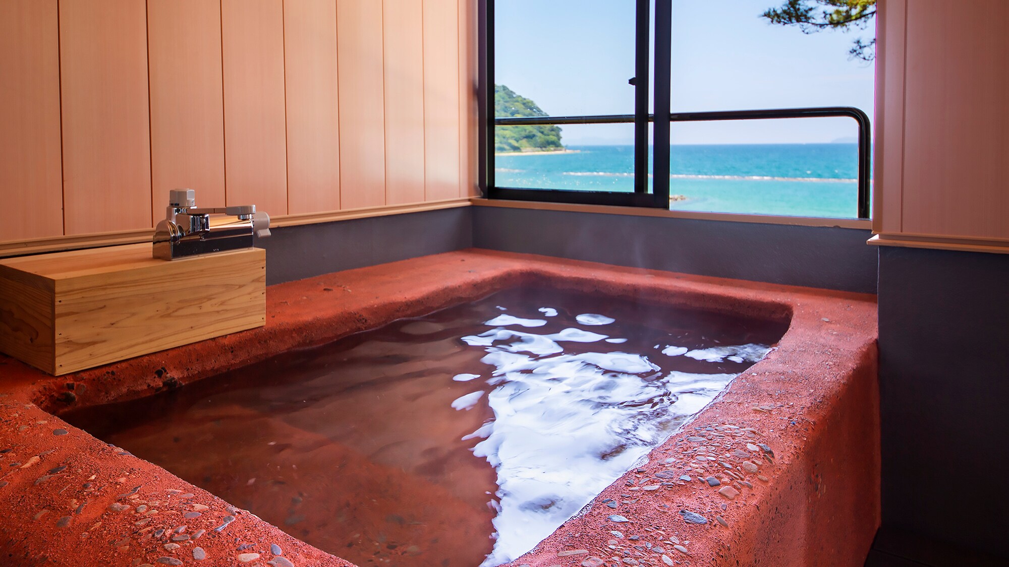[Japanese-Western room with ocean view semi-open-air bath] -Room bath-