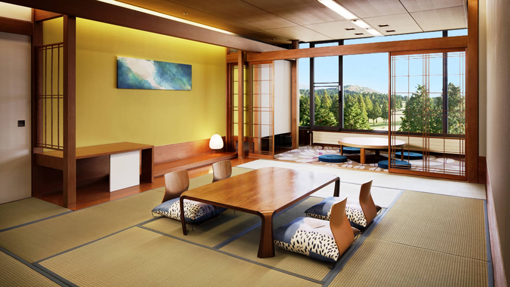 [Japanese-style corner room] A Japanese-style corner room with 12 tatami mats in the main room and 4 tatami mats in the veranda. Up to 5 people can stay (52.5 square meters). All rooms are non-smoking.