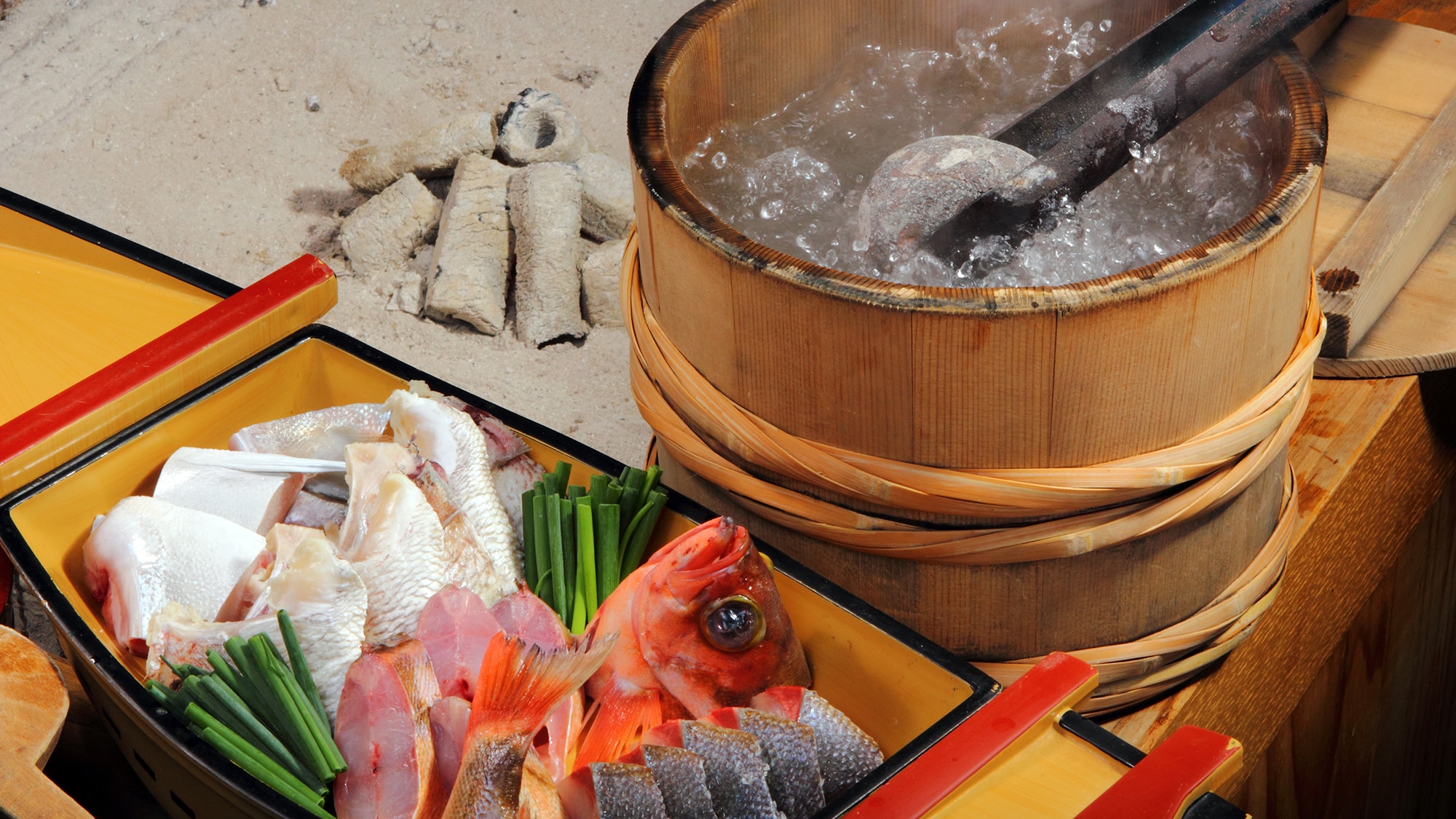 Oga's specialty "stone-grilled cuisine".
