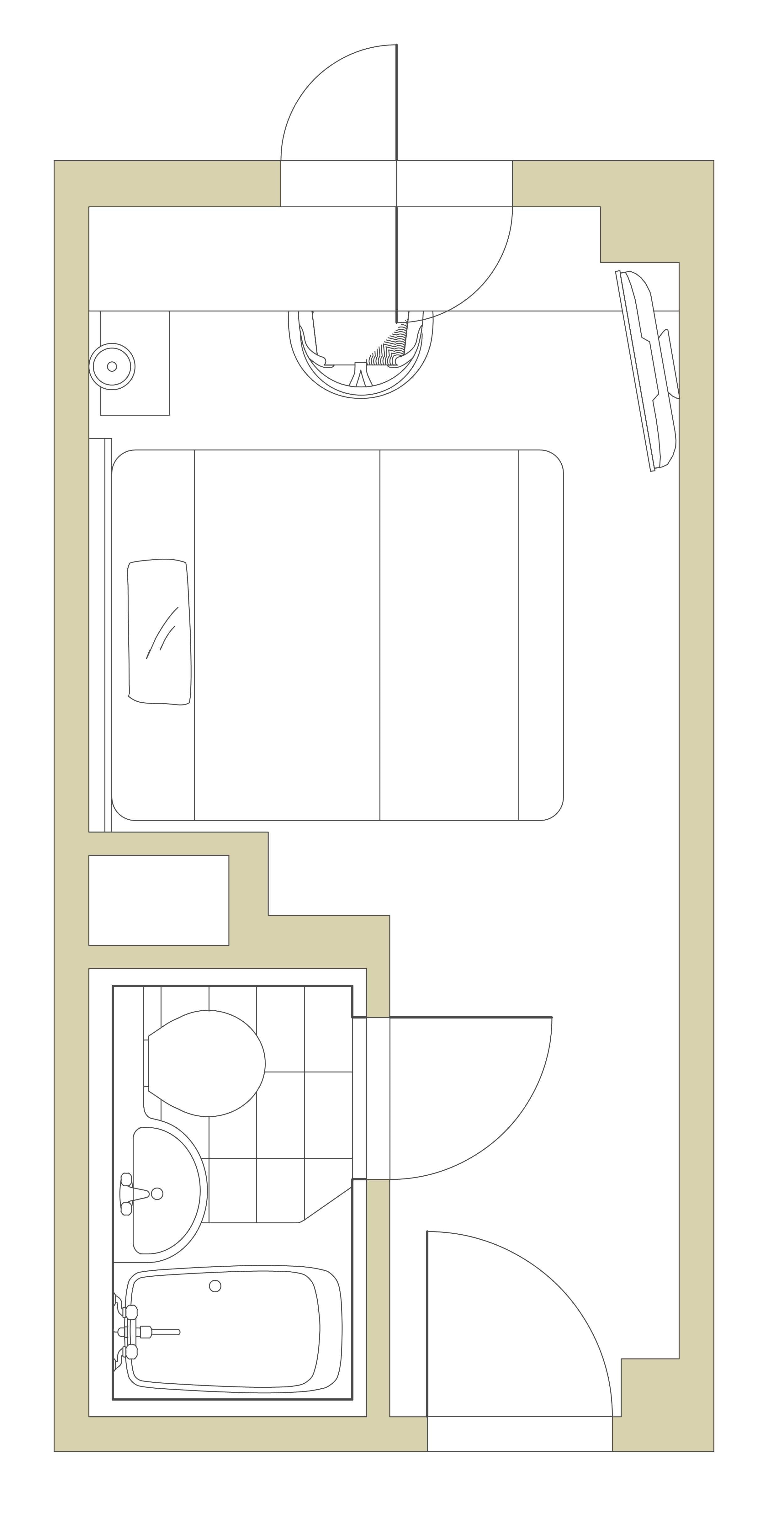 一房15㎡（160cm宽大床）平面图
