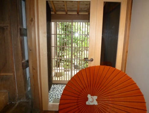 Inside the building.