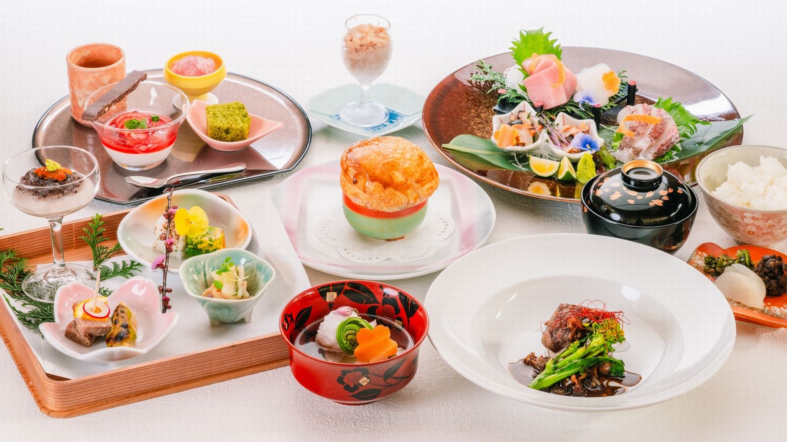 [Spring] Chosei-kaku style Japanese-Western course ★ Grilled Shimane Wagyu beef steak & baked pie wrapped in pie supervised by Kihachi Kumagai (*Image is for illustrative purposes only)
