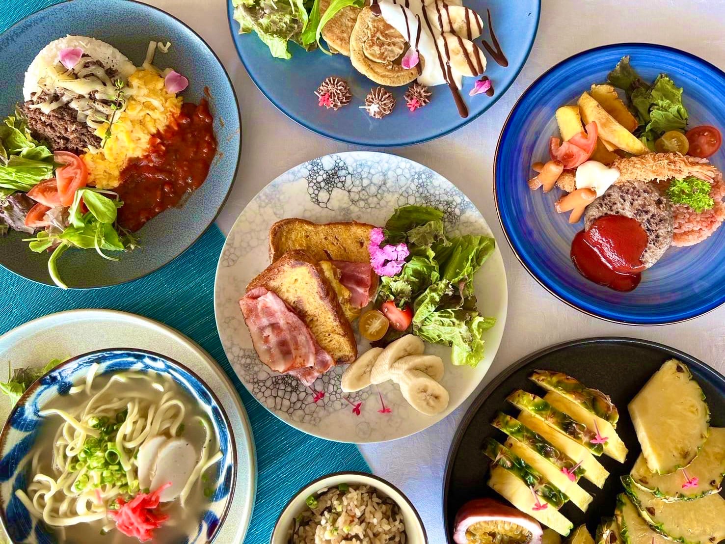 A colorful buffet breakfast