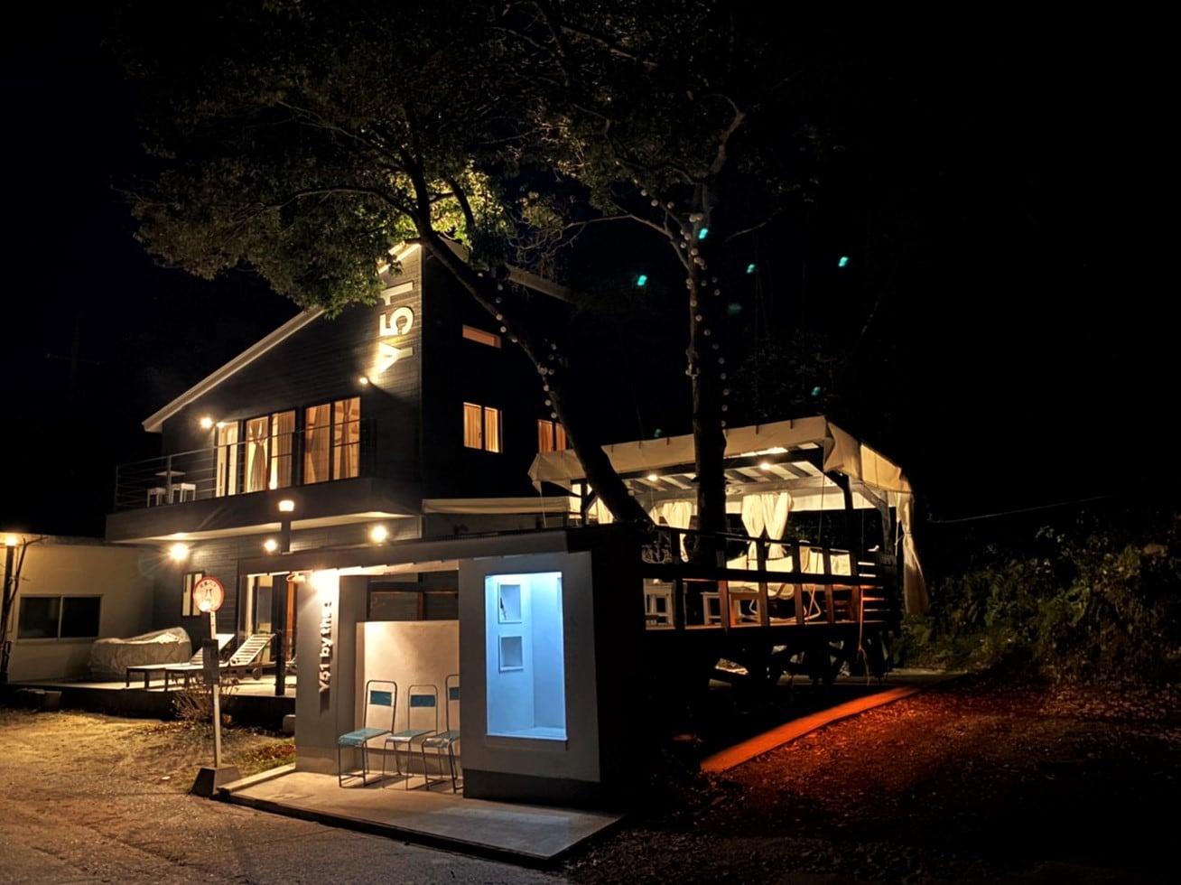 BBQ terrace illuminated