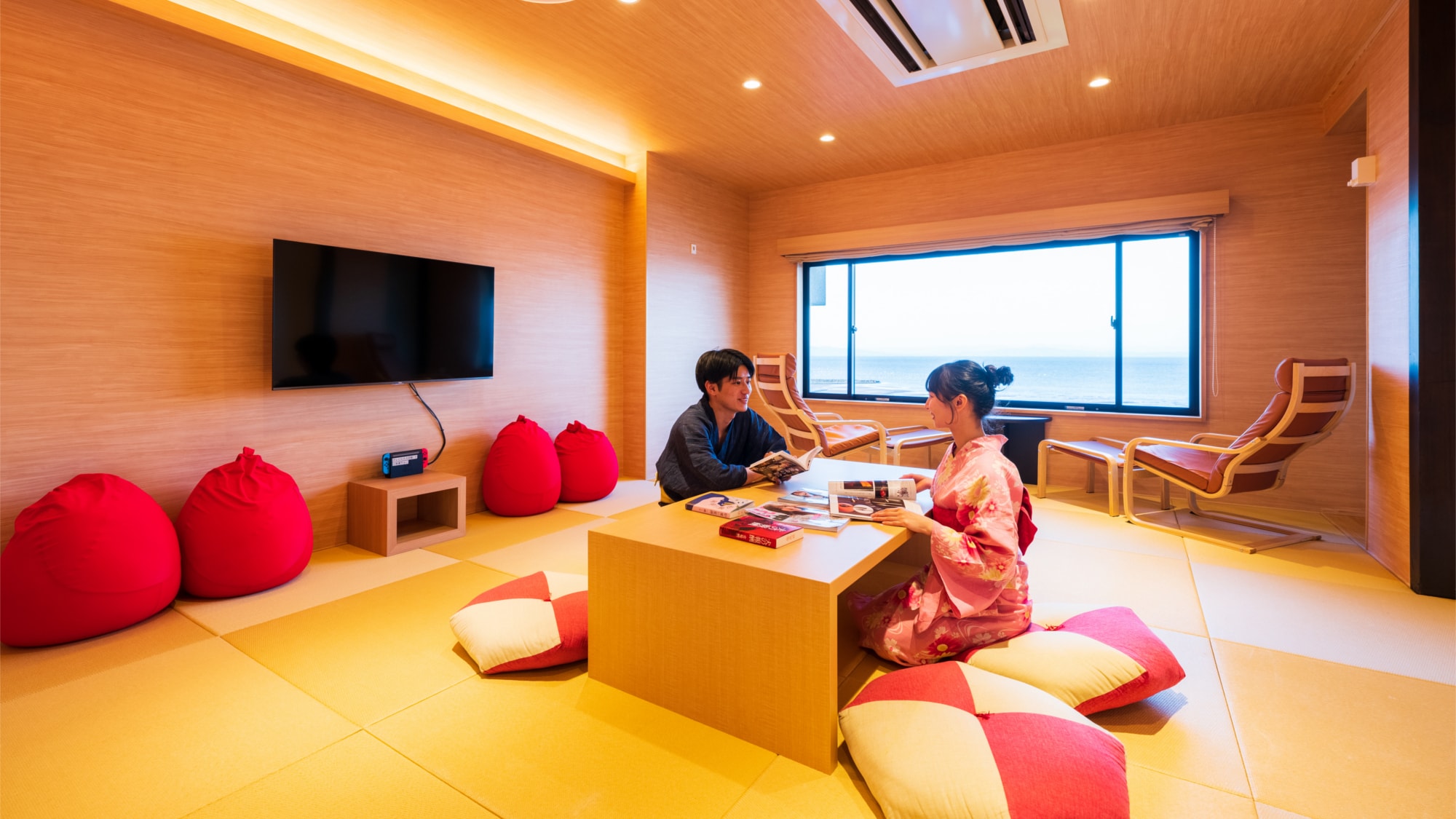 [Kamar bergaya Jepang-Barat dengan bathtub semi-terbuka, triple] Kamar tamu yang luas dan mewah dengan "penyembuhan dan kedamaian". Dimungkinkan untuk tinggal dengan banyak orang!