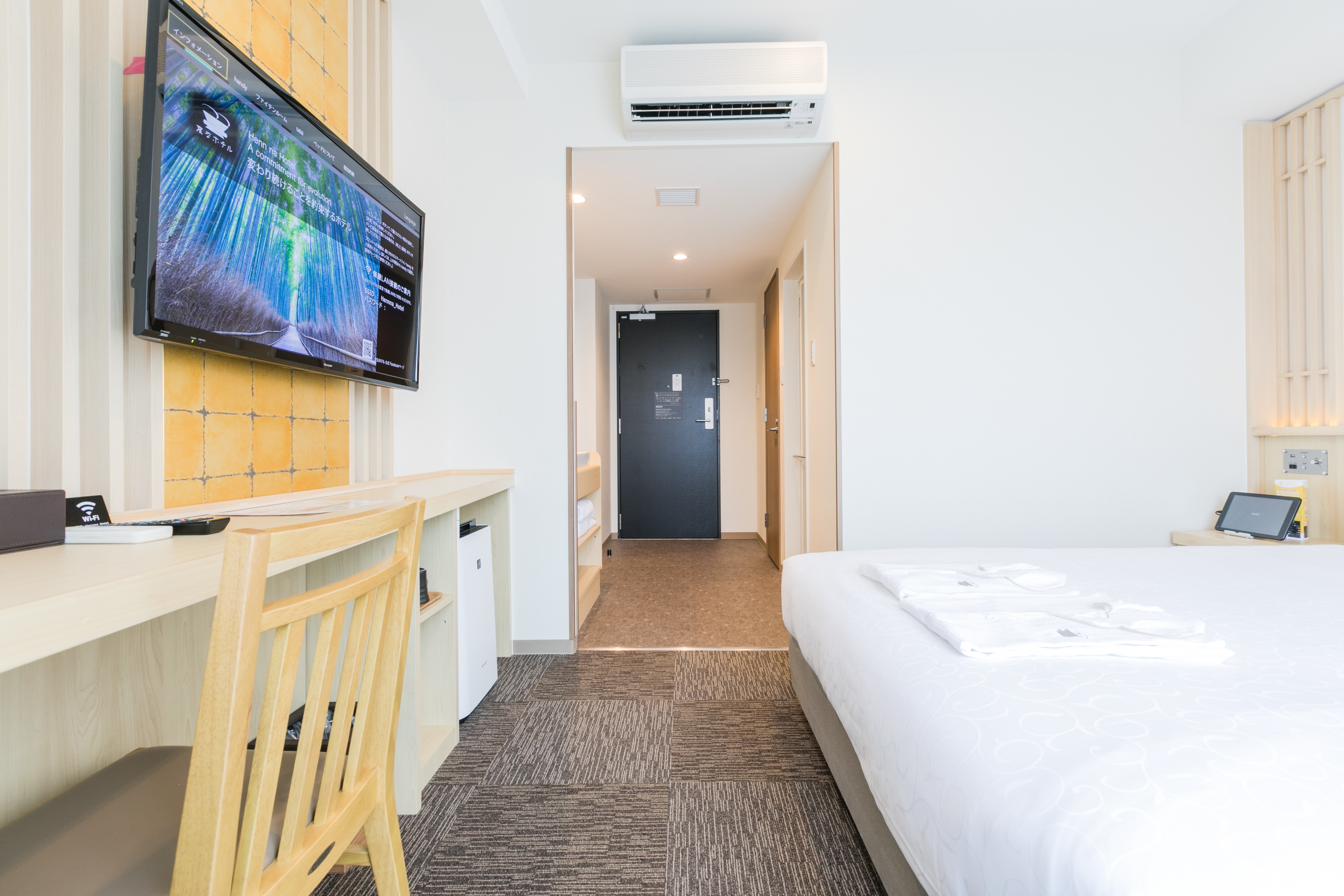 Double room room seen from the window side