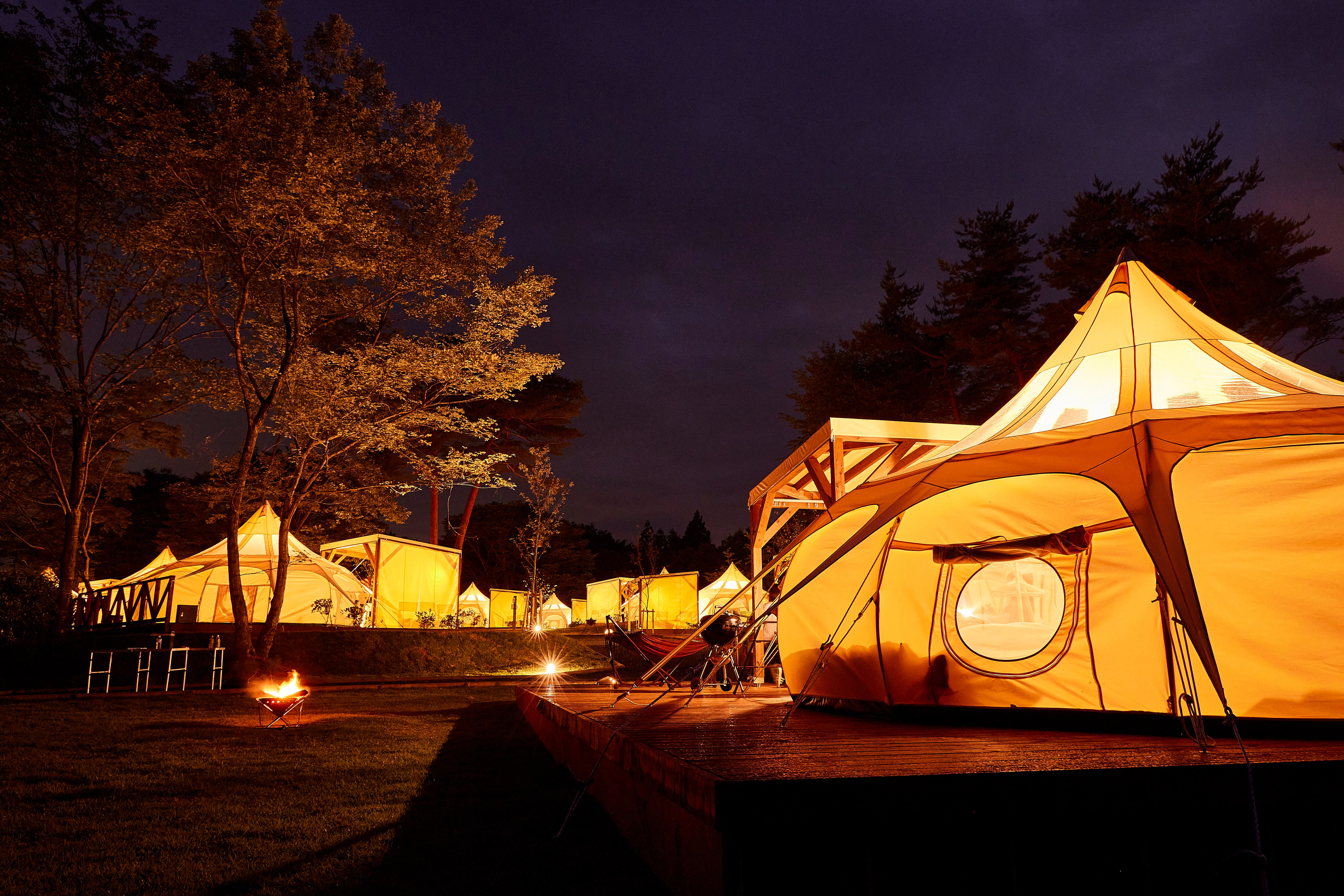 Forest and Starry Sky Camping Village Lotus Tent Area