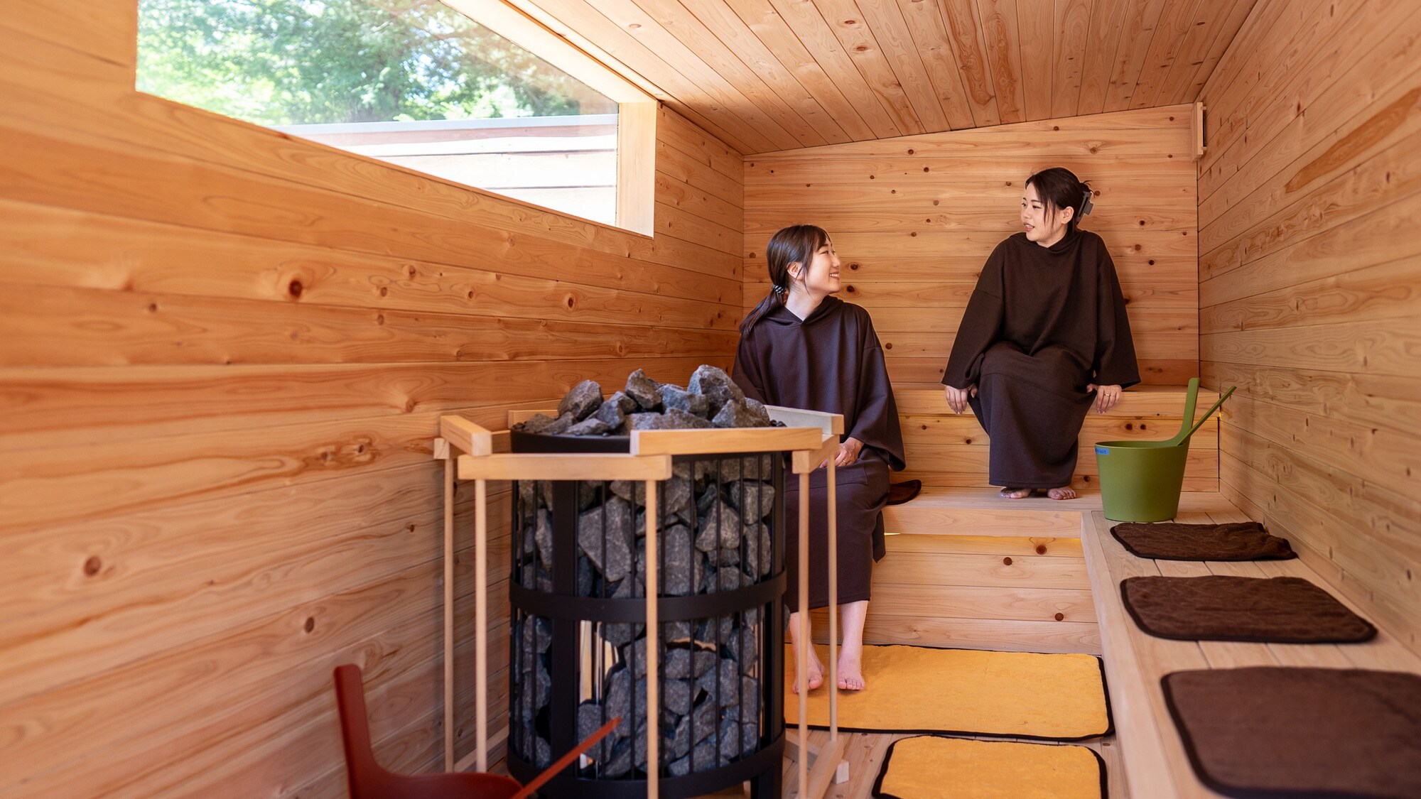 ◆Sauna luar ruangan “Sauna Hutan” menggunakan kayu cemara Kiso
