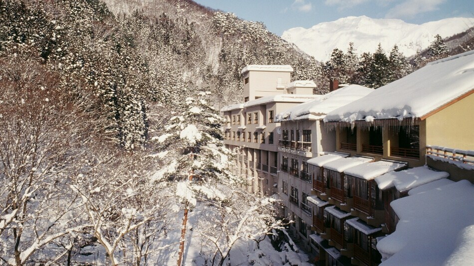 [Exterior] A winter landscape reminiscent of a sumi-e painting