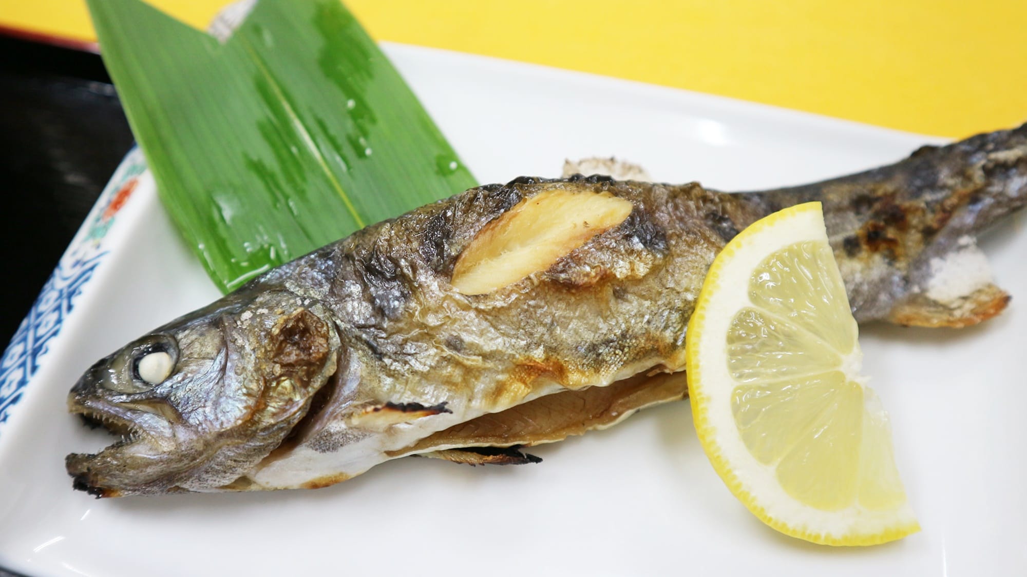 *[Dinner example] Seasonal river fish grilled with salt.