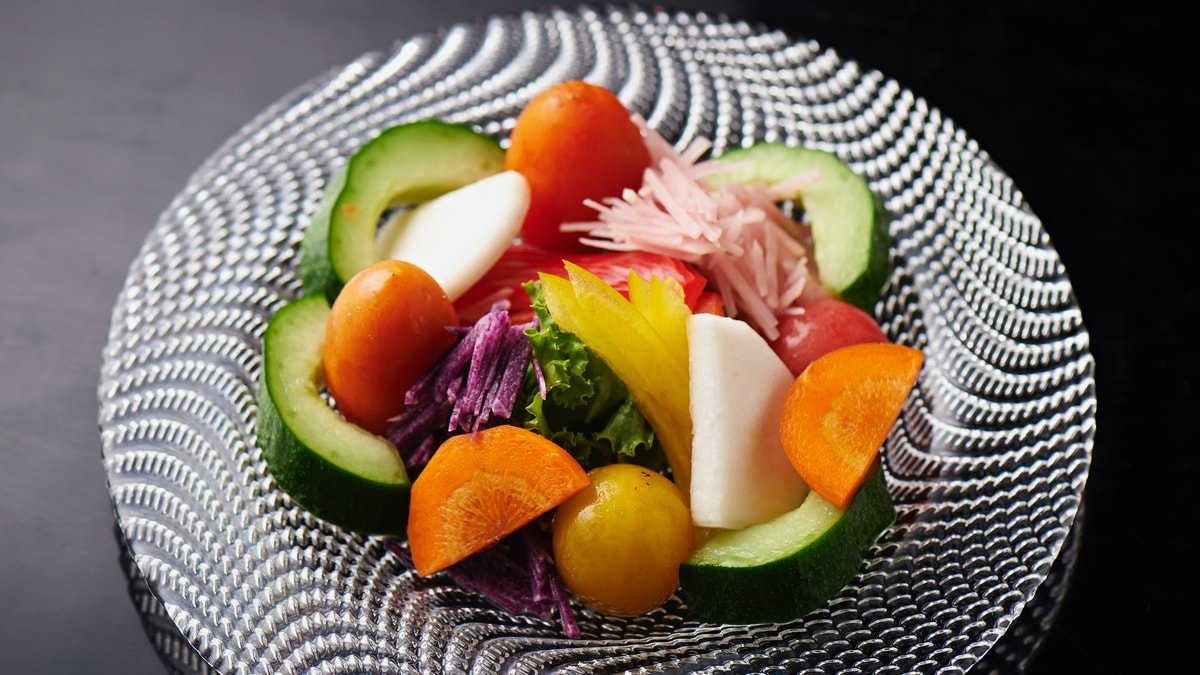 Seasonal salad made with completely pesticide-free vegetables