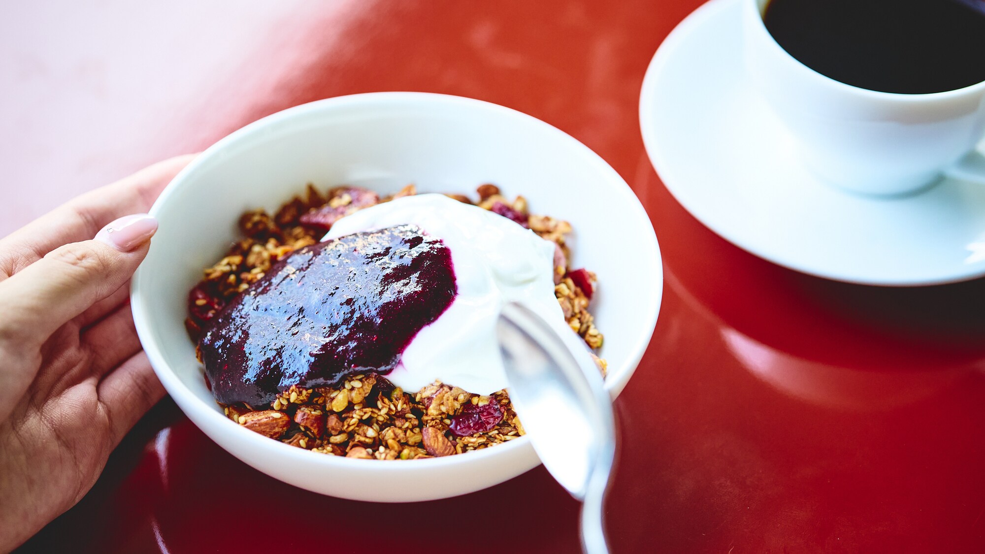 Mixed berry and yogurt granola