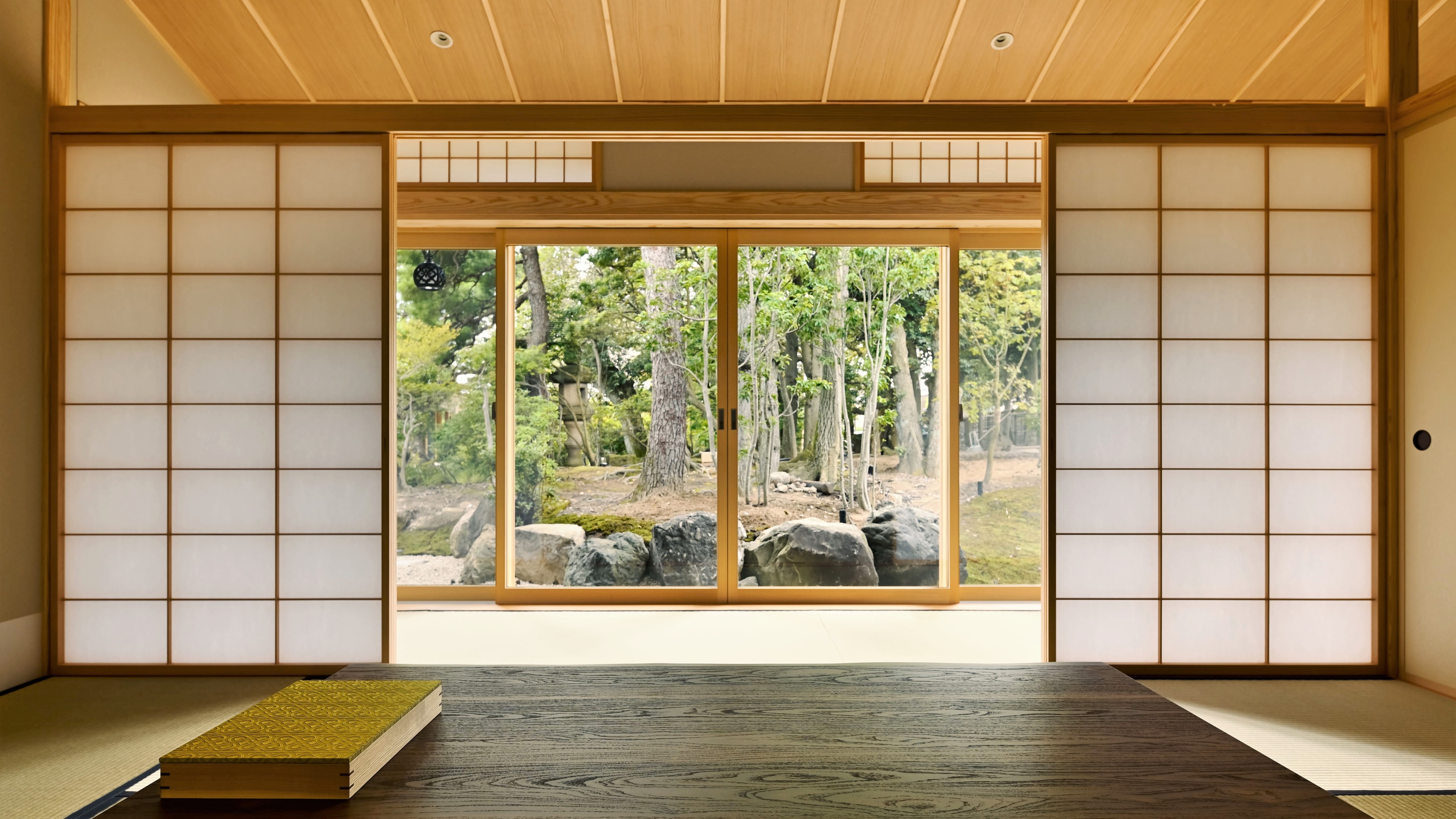 [Kích thước phòng tiếp theo (futon)] ◆ Bồn tắm suối nước nóng bán lộ thiên ◆ Phòng chính 8-10 tatami + 6 tatami