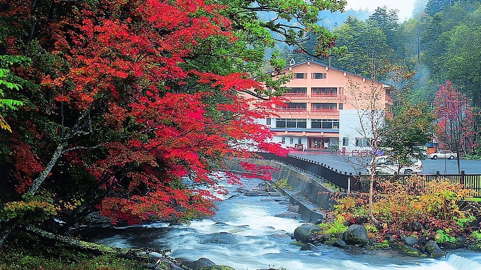 Tomuraushi Onsen Higashidaisetsuso, decorated with autumn leaves