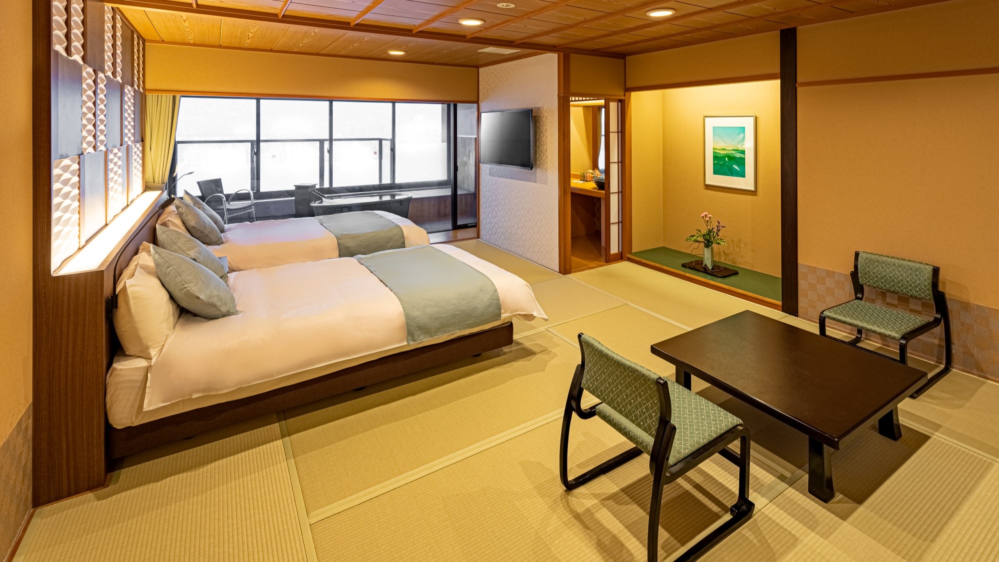 [Yuraku no Yakata Midori] Kamar bergaya Jepang-Barat dengan pemandian terbuka 60㎡