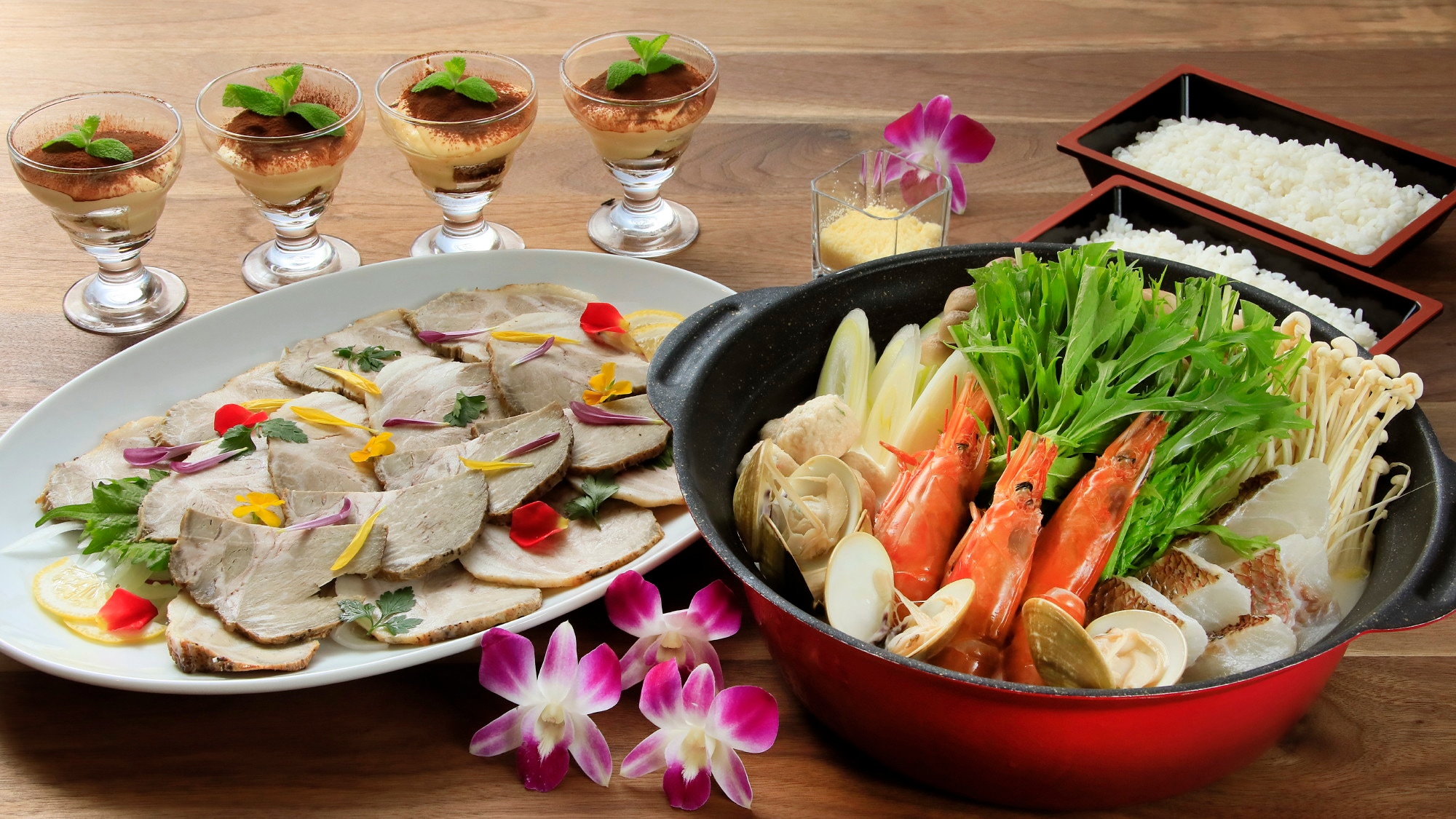 [Thực đơn thông thường] Một bữa tối đầy màu sắc, hoàn hảo cho một kỳ nghỉ thư giãn. (Ví dụ)