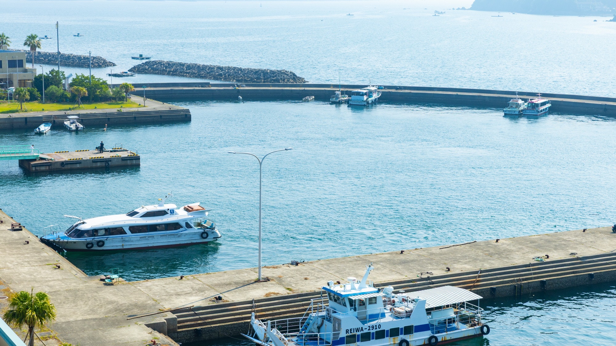 A peaceful harbor scene