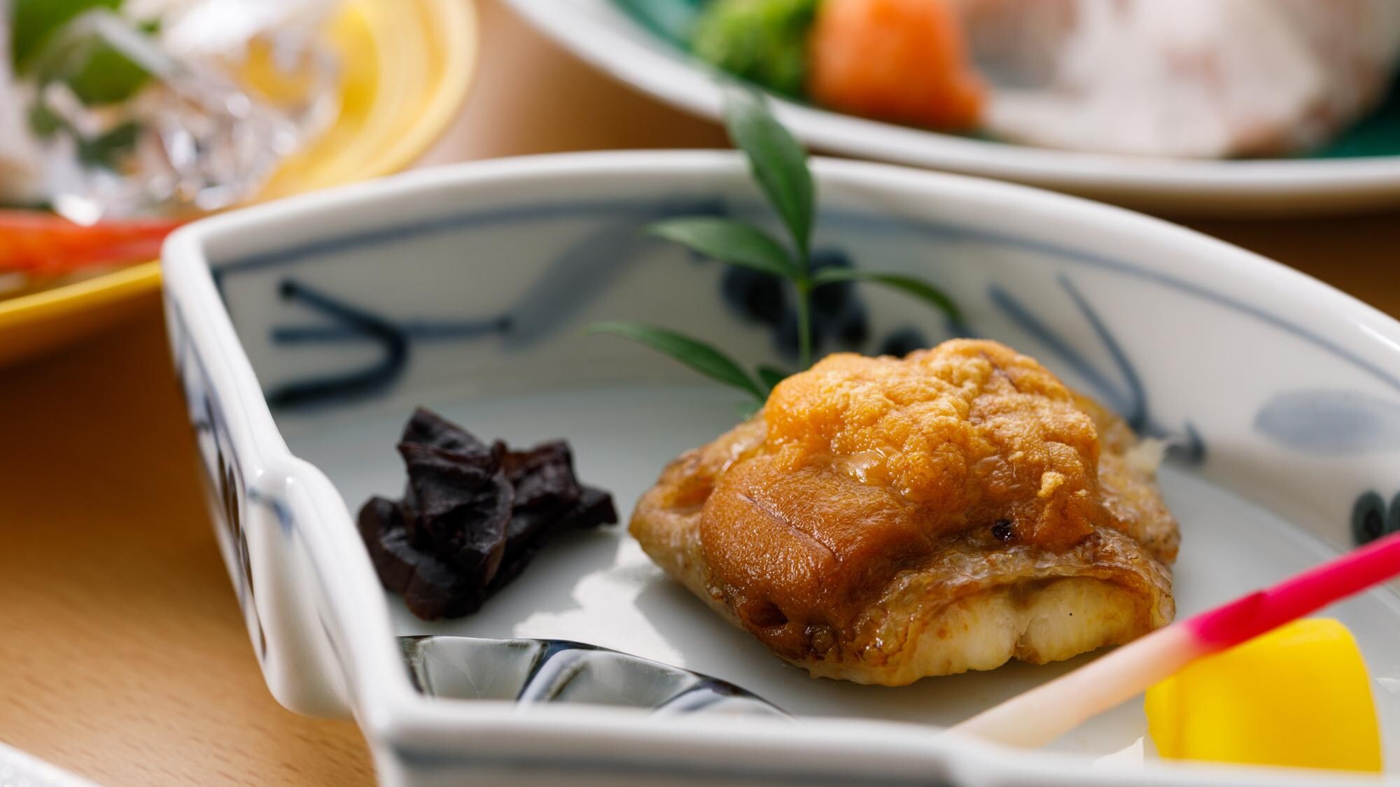 Grilled rosy seabass with sea urchin