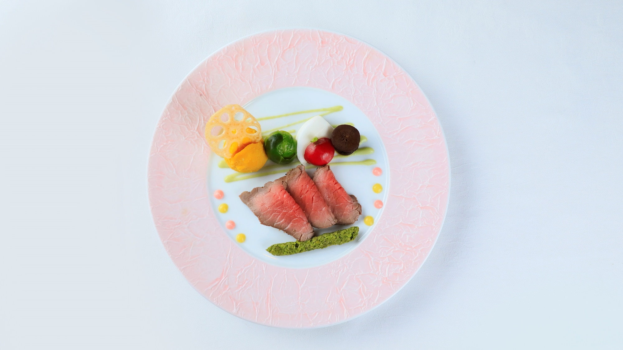 [อาหารเรียกน้ำย่อยที่แข็งแกร่ง] มาตรฐาน Kaiseki "เนื้อย่างของเนื้อสันนอก" * ตัวอย่าง