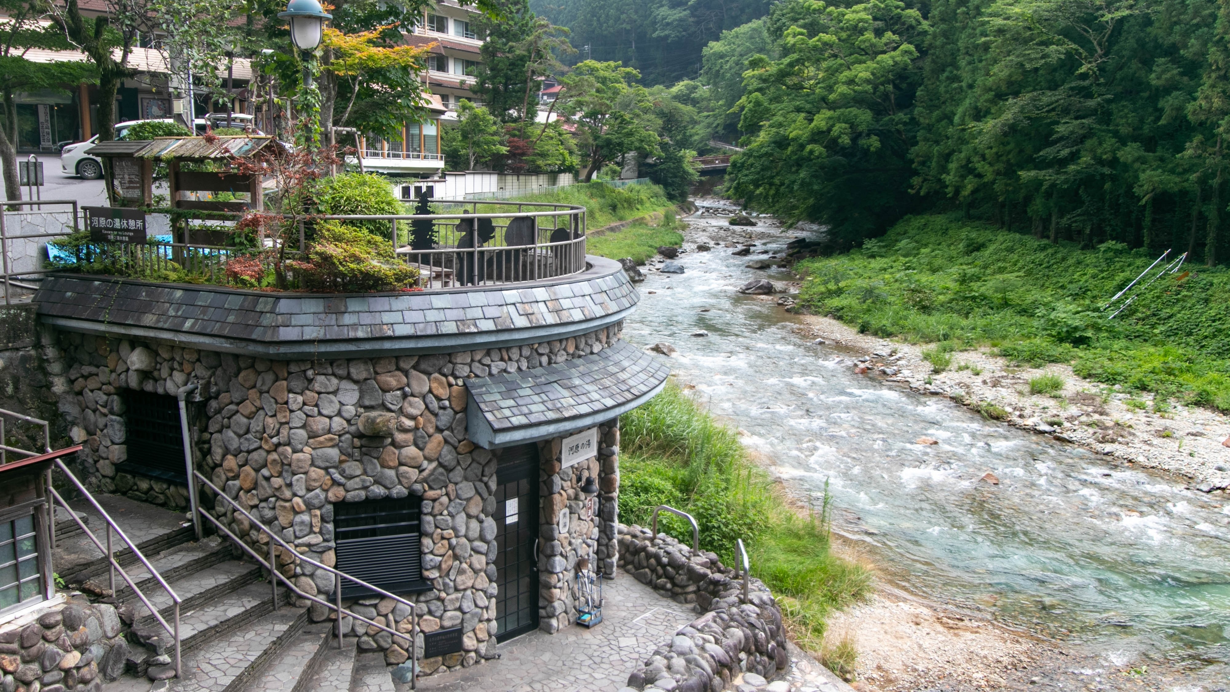 ・ Shiman Onsen, communal bath along the river