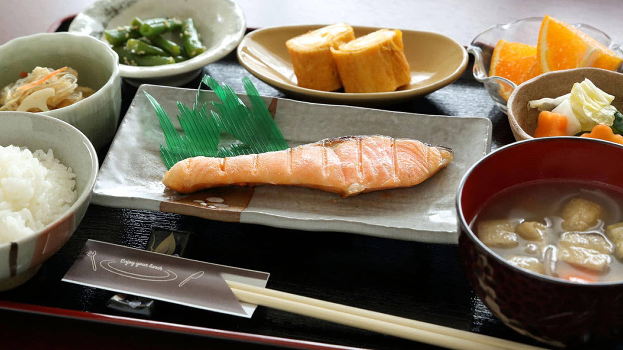 Original Japanese breakfast made with local ingredients