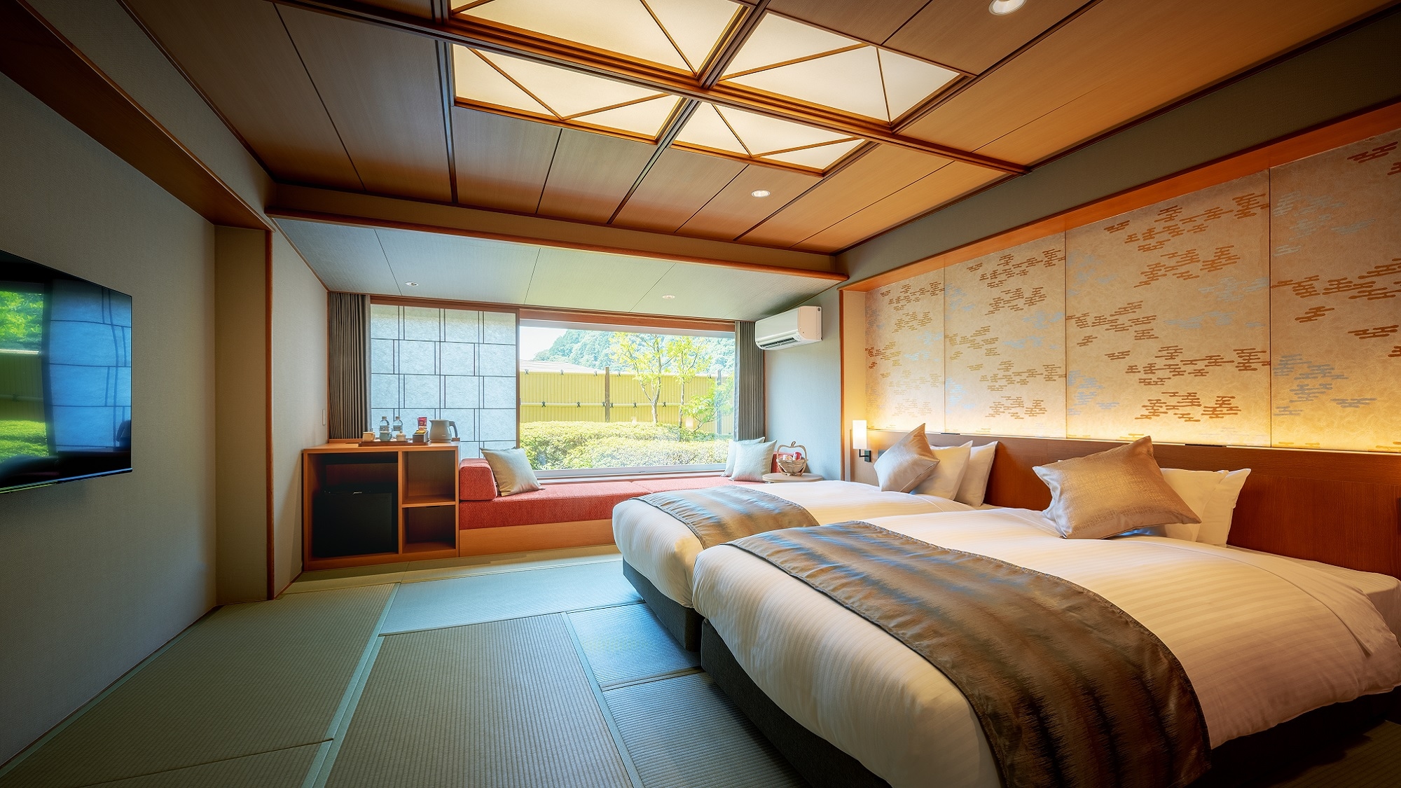 [Japanese modern guest room, type A] New guest room with sleeping sofa, wo-cation desk and 50-inch smart TV