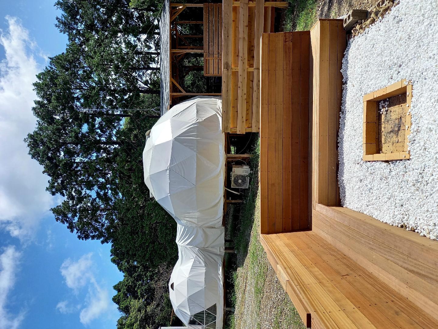 Two-dome tent fire pit