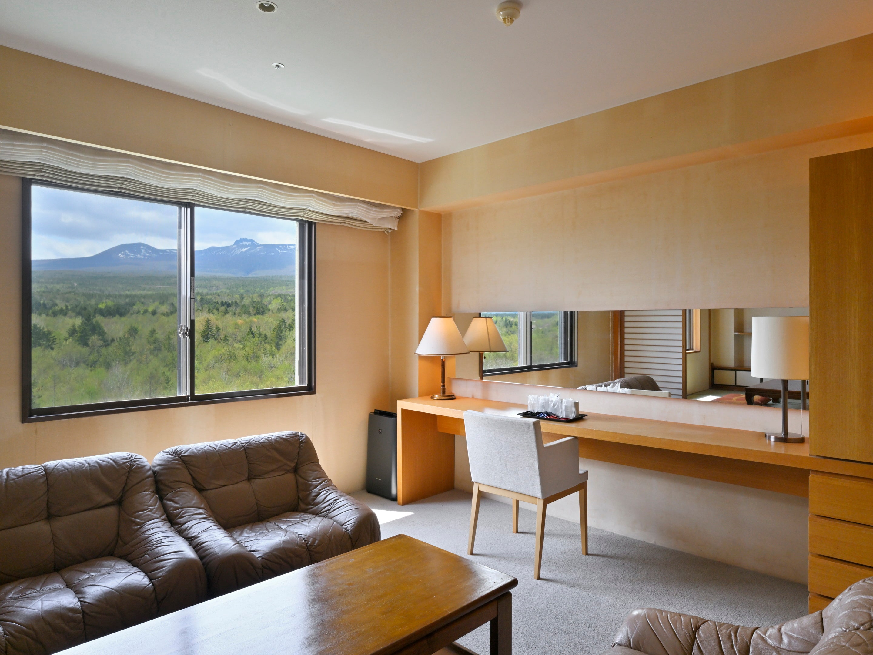 Modern Western-style room with moderate Japanese-Western style, 70 sq m, with mountain view.