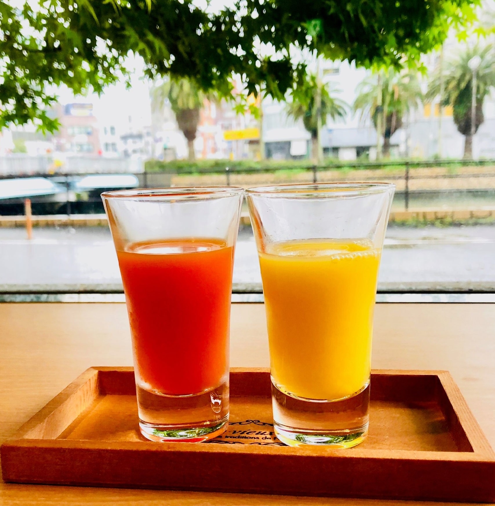 Breakfast comes with 100% orange juice and vegetable juice.