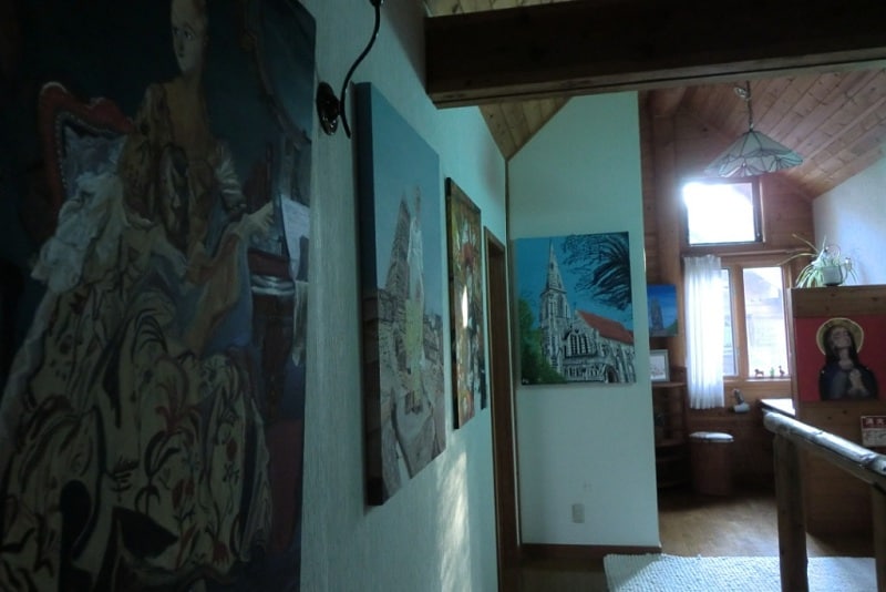 Inside the building.