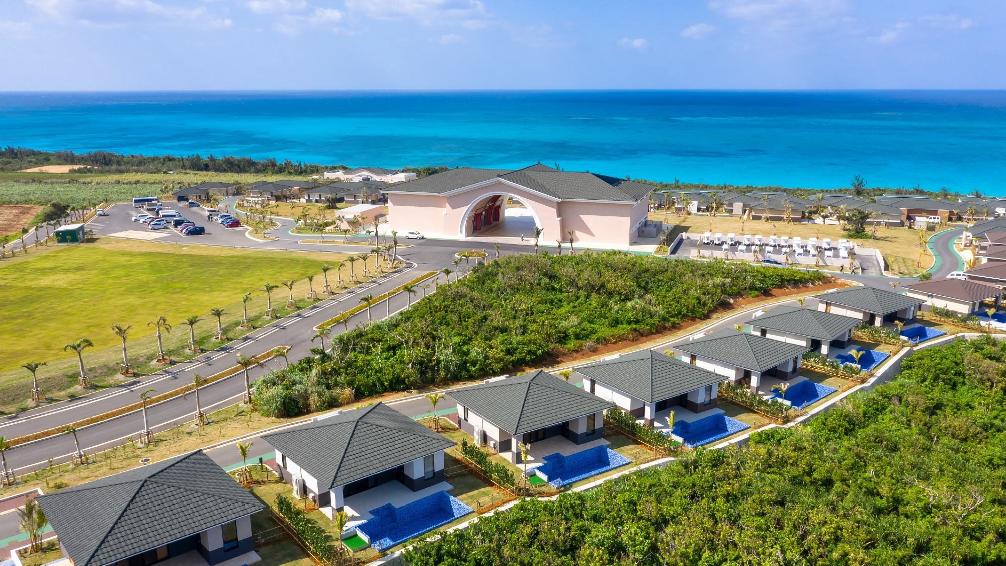 Seawood Hotel exterior from the sky
