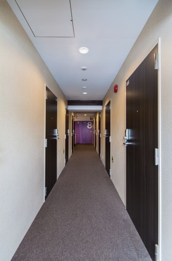Inside the building